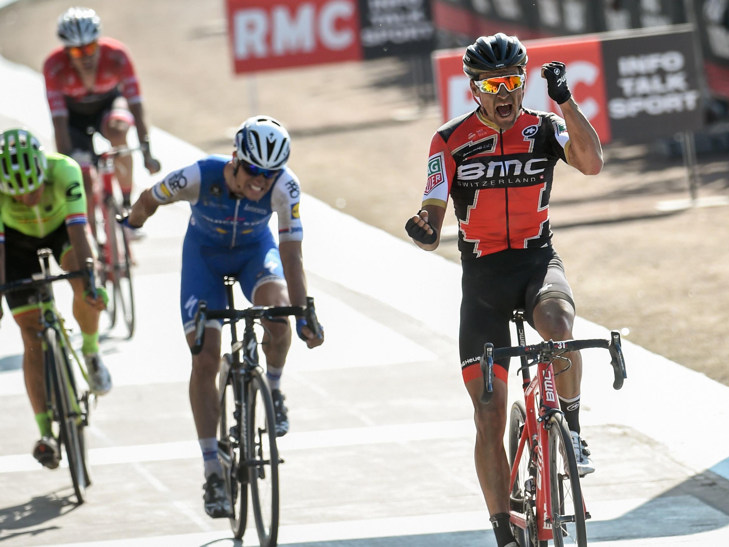 Van Avermaet beat rival Zdenek Stybar to the line