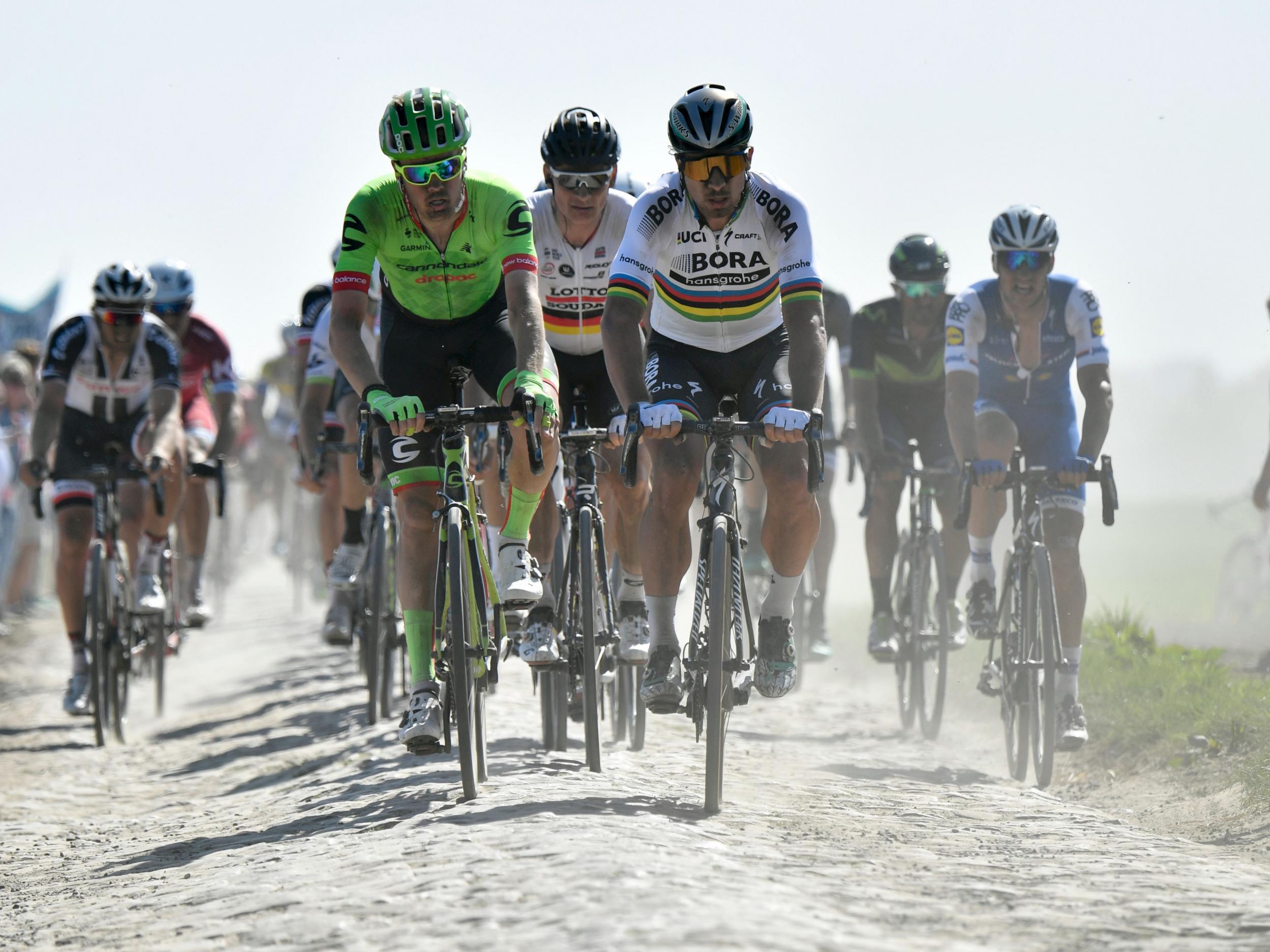 Sagan (L) was in contention throughout