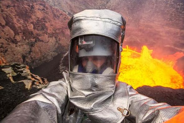 Explorers have taken the ultimate extreme photos, volcano selfies