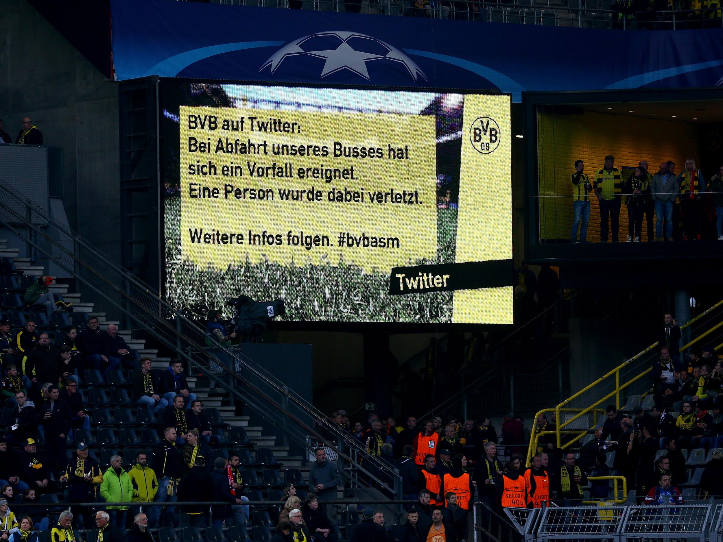 Dortmund player was injured following explosions near the team bus ahead of the Champions League quarterfinal match against Monaco.