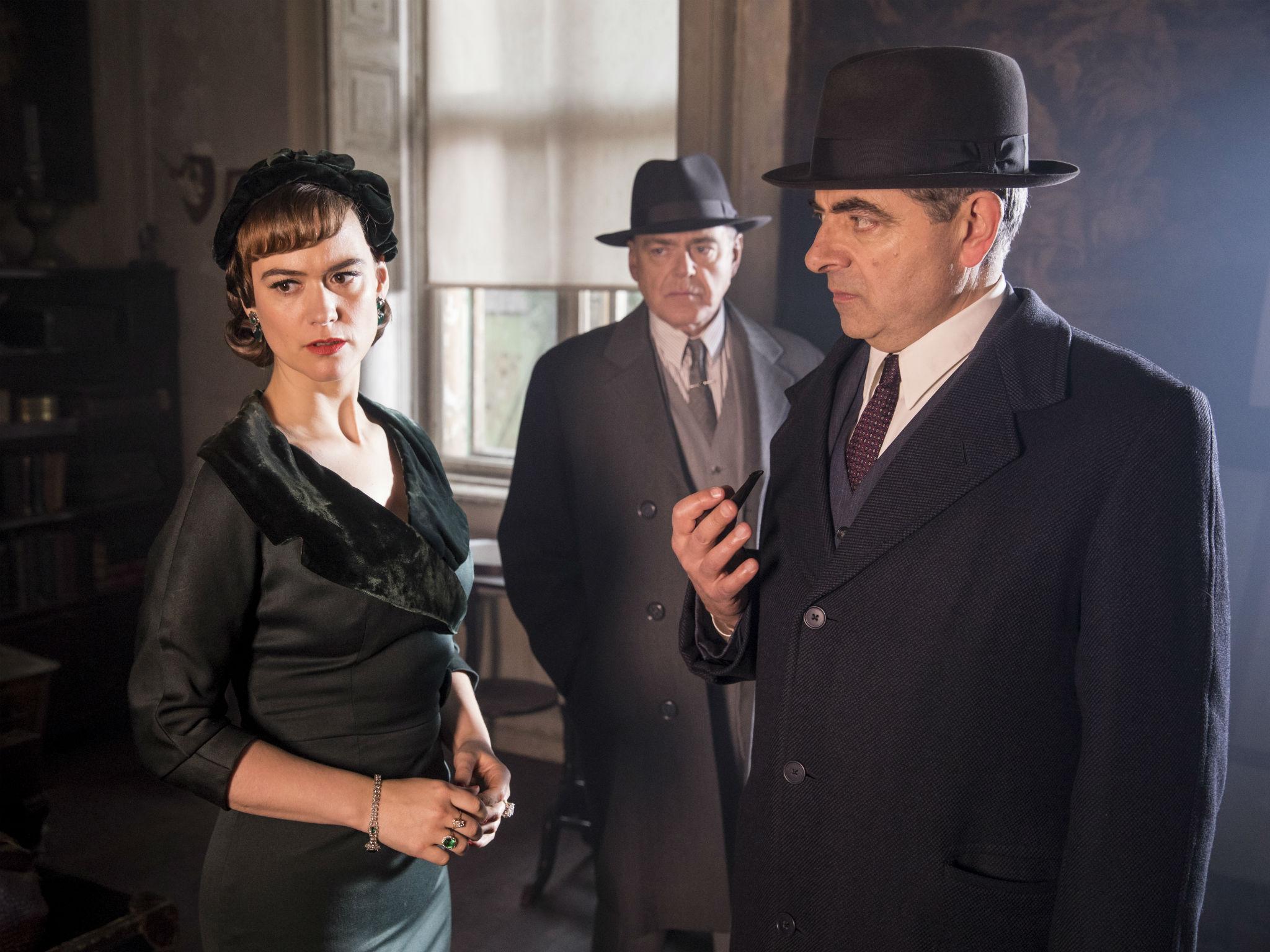 Mia Jexen as Else, McNally as Grandjean and Atkinson as Maigret