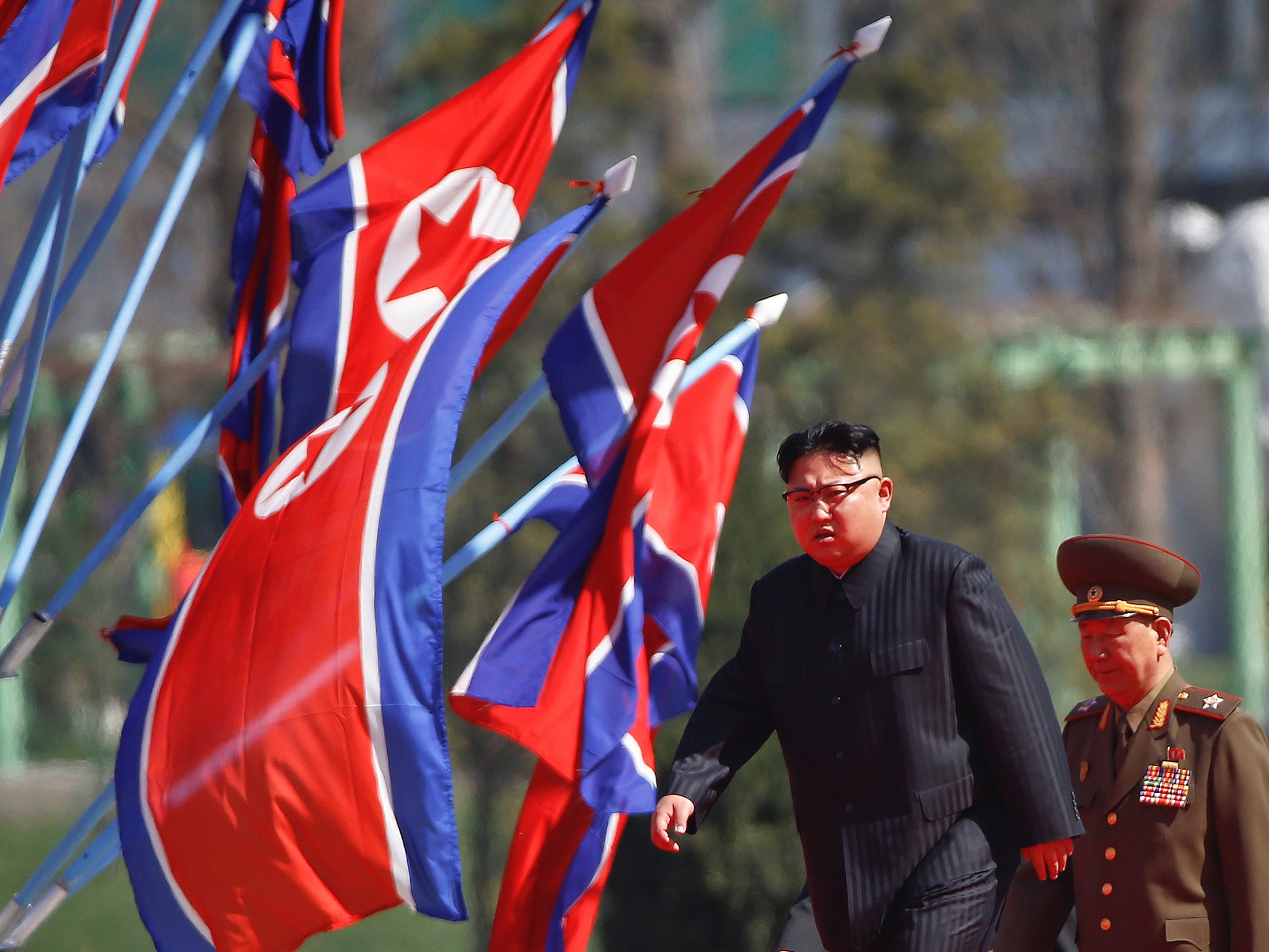 North Korean leader Kim Jong Un arrives for an opening ceremony of a newly constructed residential complex in Ryomyong street in Pyongyang, North Korea