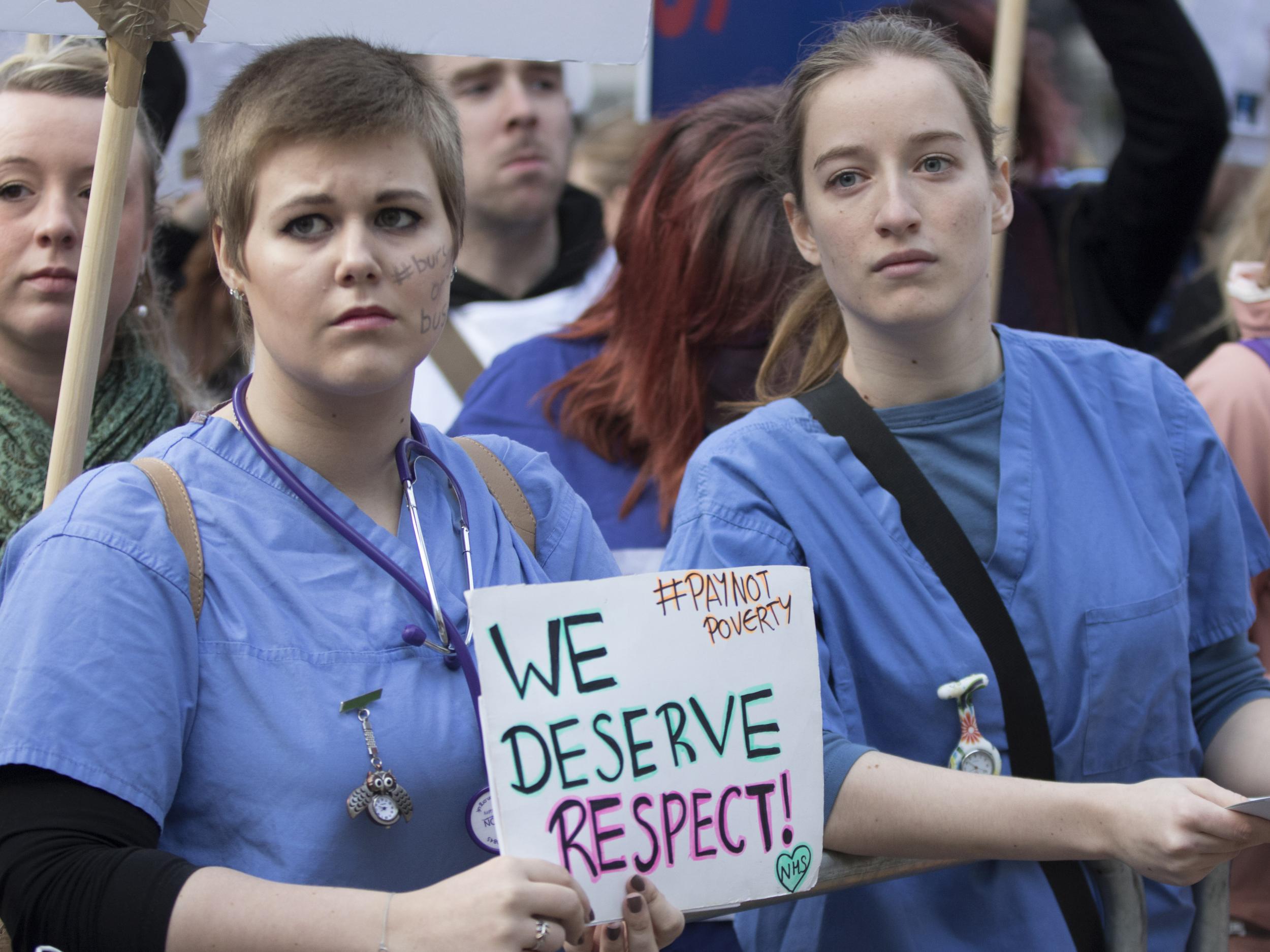 The RCN said conditions in the NHS ‘are driving people out of the profession and putting new people off entering it’ (Rex )