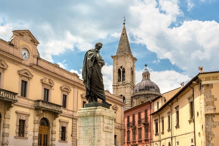 The Piazza in Sulmona, Abruzzo, home of the dashing Madonna