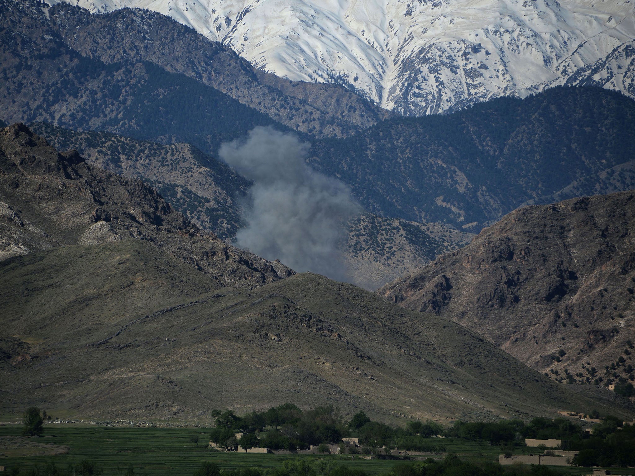 Smoke rises after the MOAB bomb drop, which unleashed power equivalent to 11 tonnes of explosives