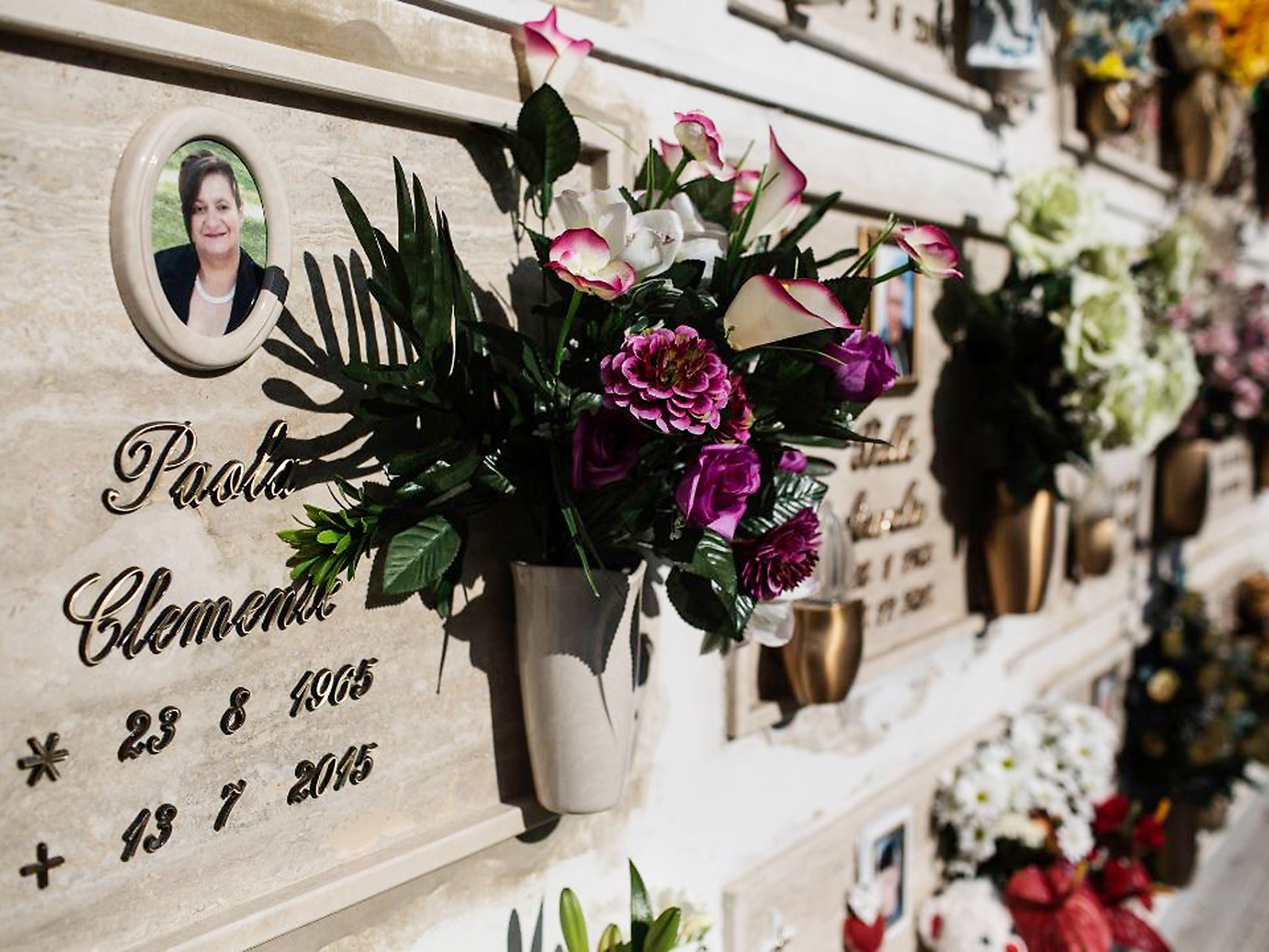 Ms Clemente’s tomb in the town of Crispiano. A hall at Italy’s Agriculture Ministry was recently named for her