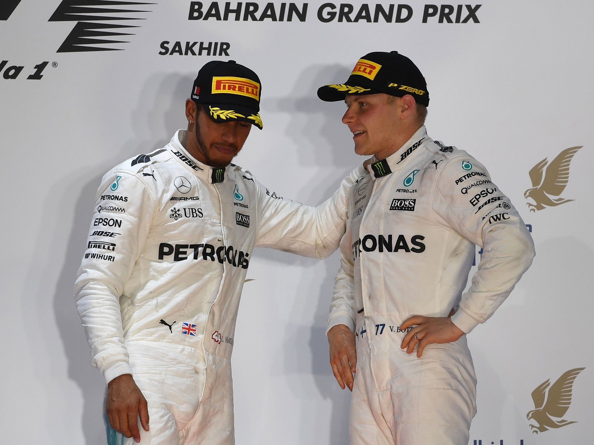 Hamilton finished second after Bottas let him past twice