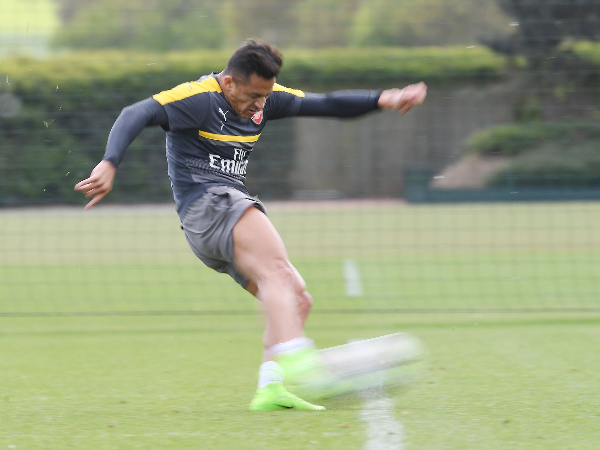 Sanchez during an Arsenal training session