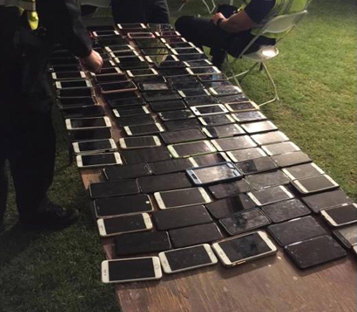 A photo Indio Police posted of recovered stolen phones