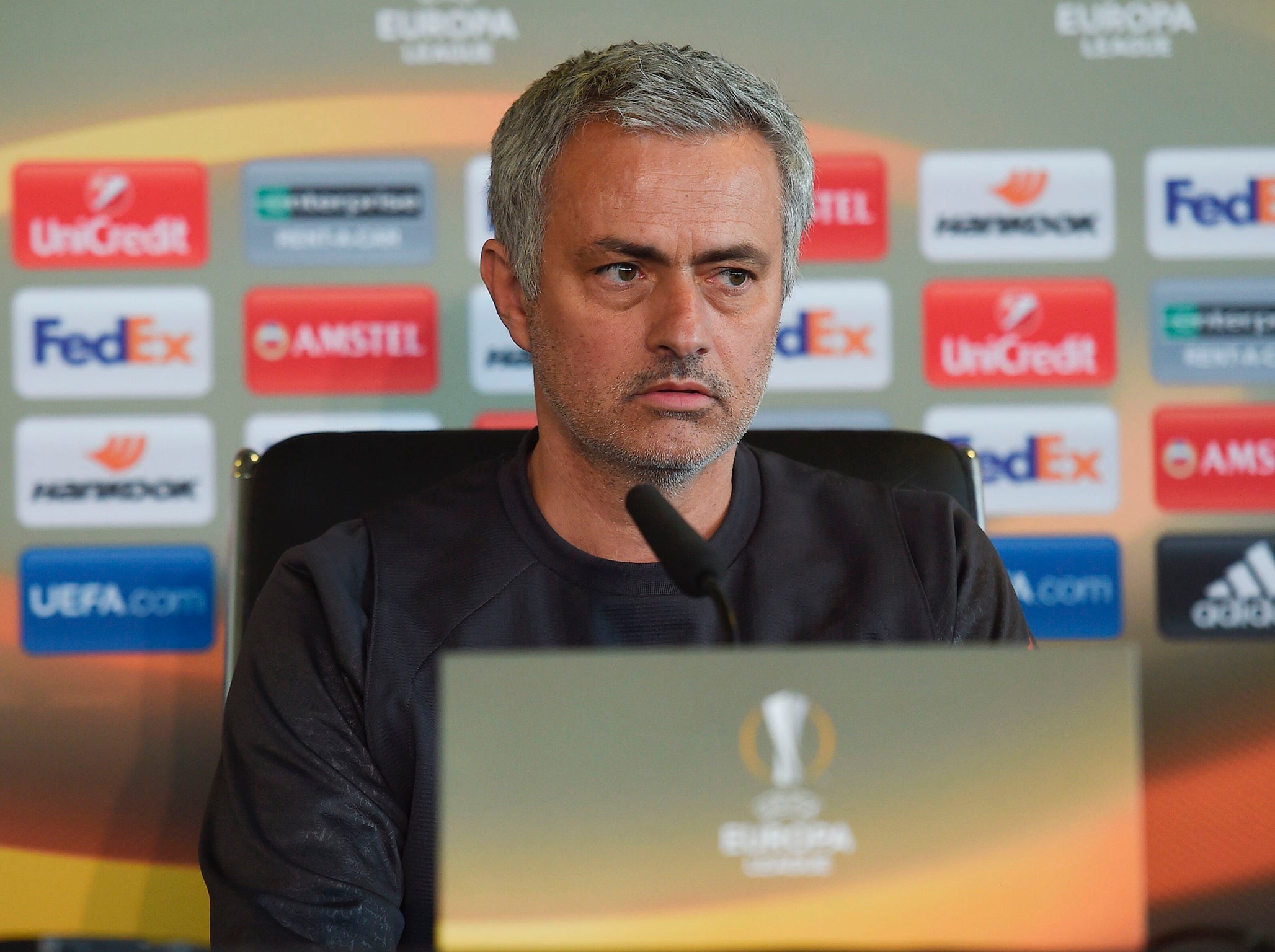 Mourinho speaking at his weekly press conference