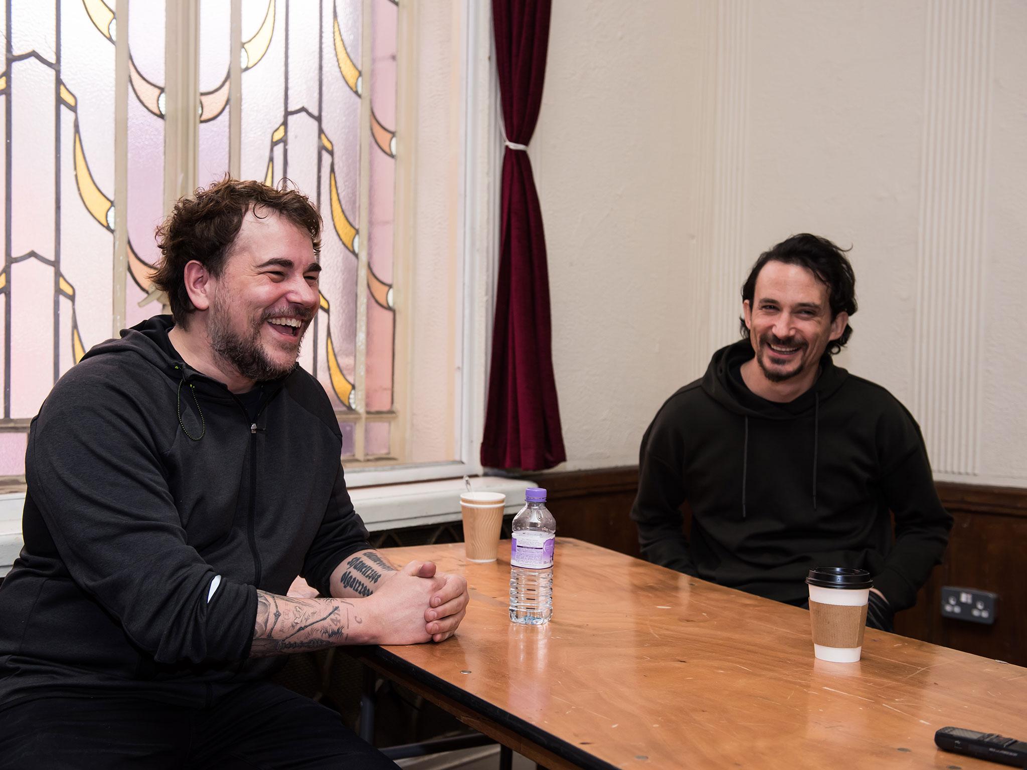 Car Bomb's Michael Dafferner and Gojira's Joe Duplantier share a joke