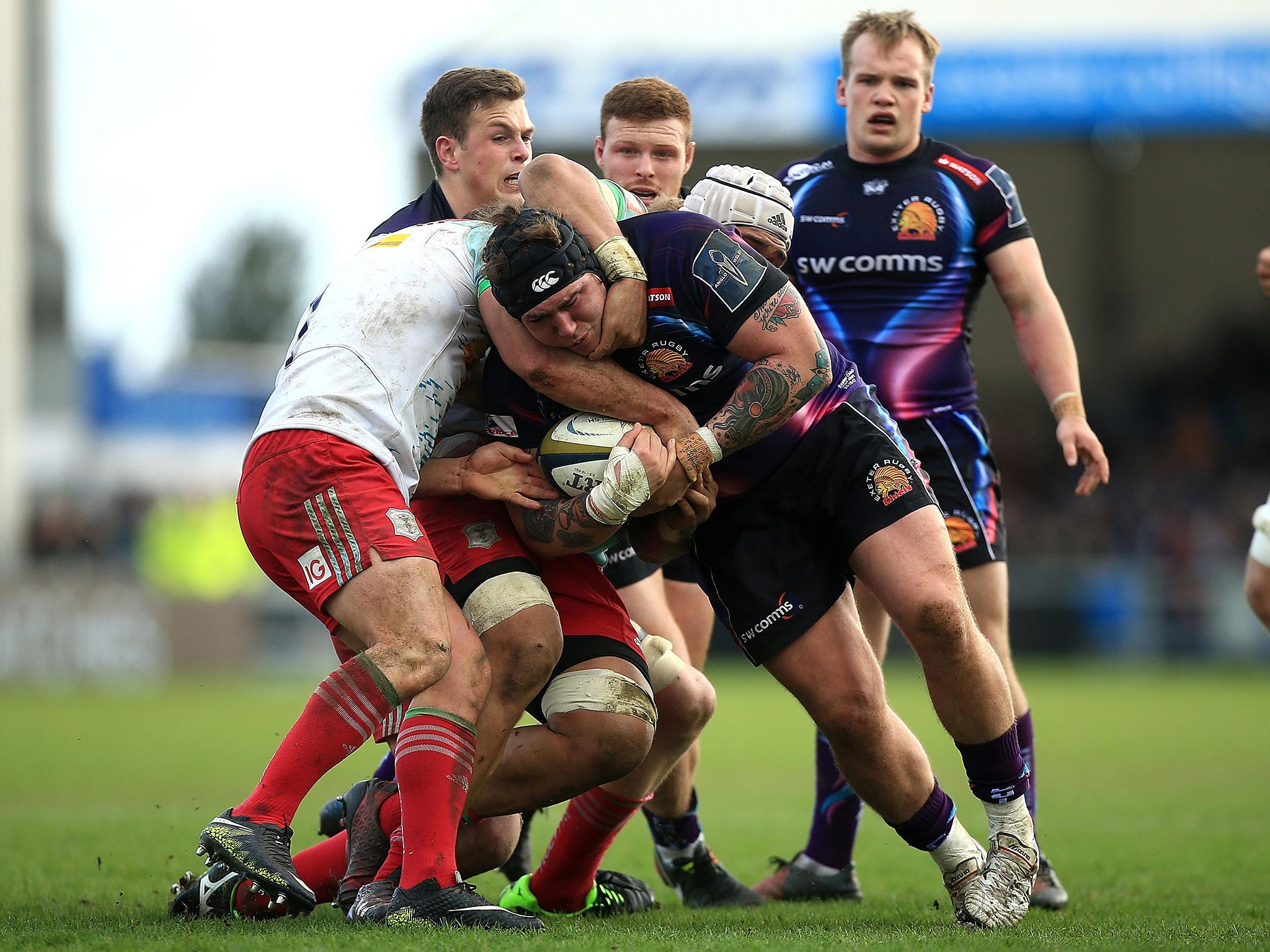 Eddie Jones says: “We have got Harry Williams who is a big unit. He needs a haircut though, so I will have to chat to him about that – he is not short of a tattoo though. He is a good scrummager. He has got to work a bit around the field, so we will work on that with him. He has really impressed and developed nicely under Rob Baxter – he is a real credit to their club.”