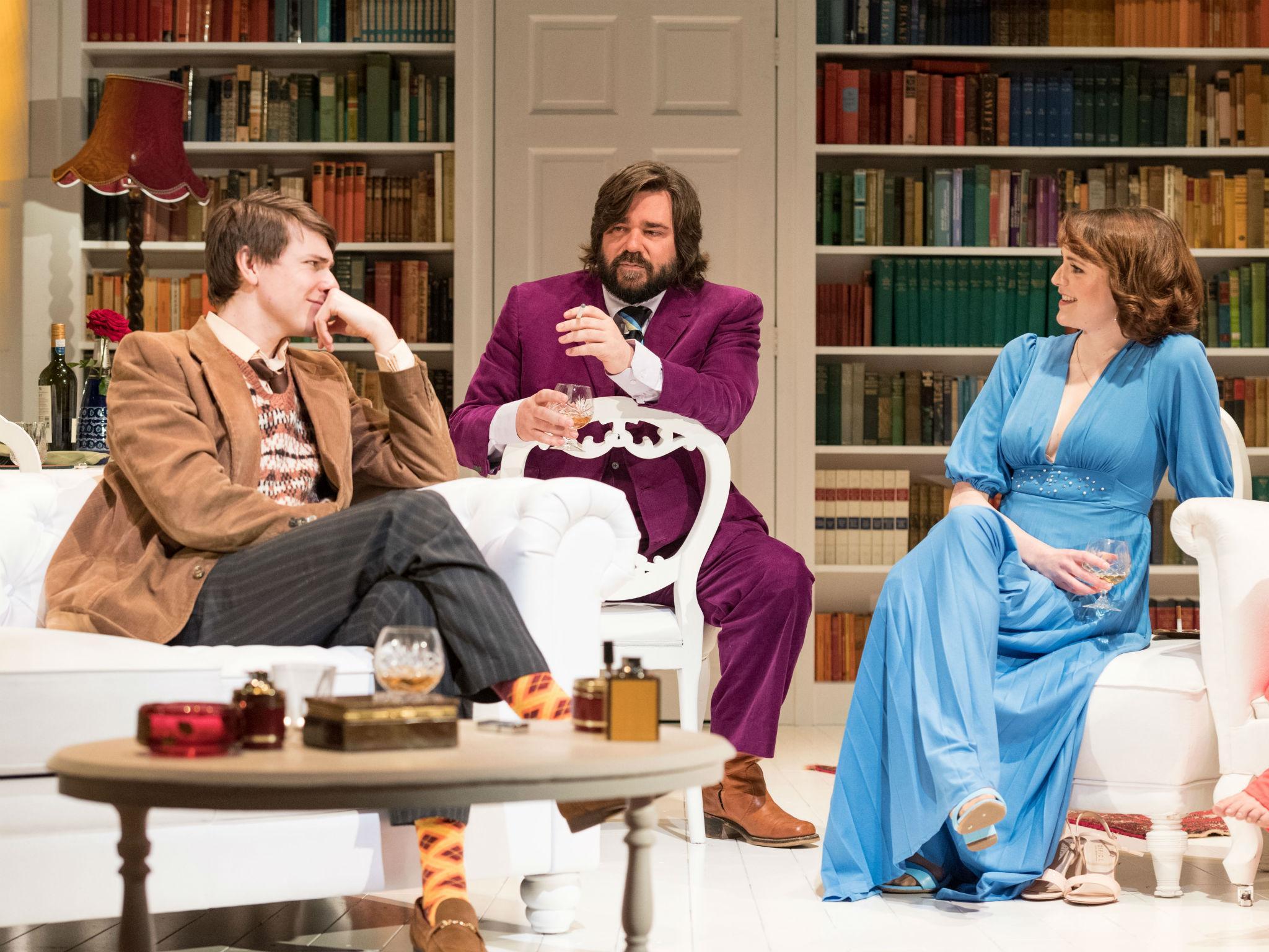 Tom Rosenthal, Matt Berry and Charlotte Ritchie in 'The Philanthropist' at Trafalgar Studios