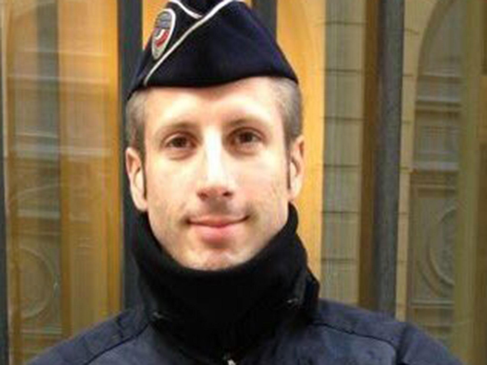 Xavier Jugelé, a French police officer who was shot dead by a gunman on the Champs Elysees on 20 April (Flag/Twitter)