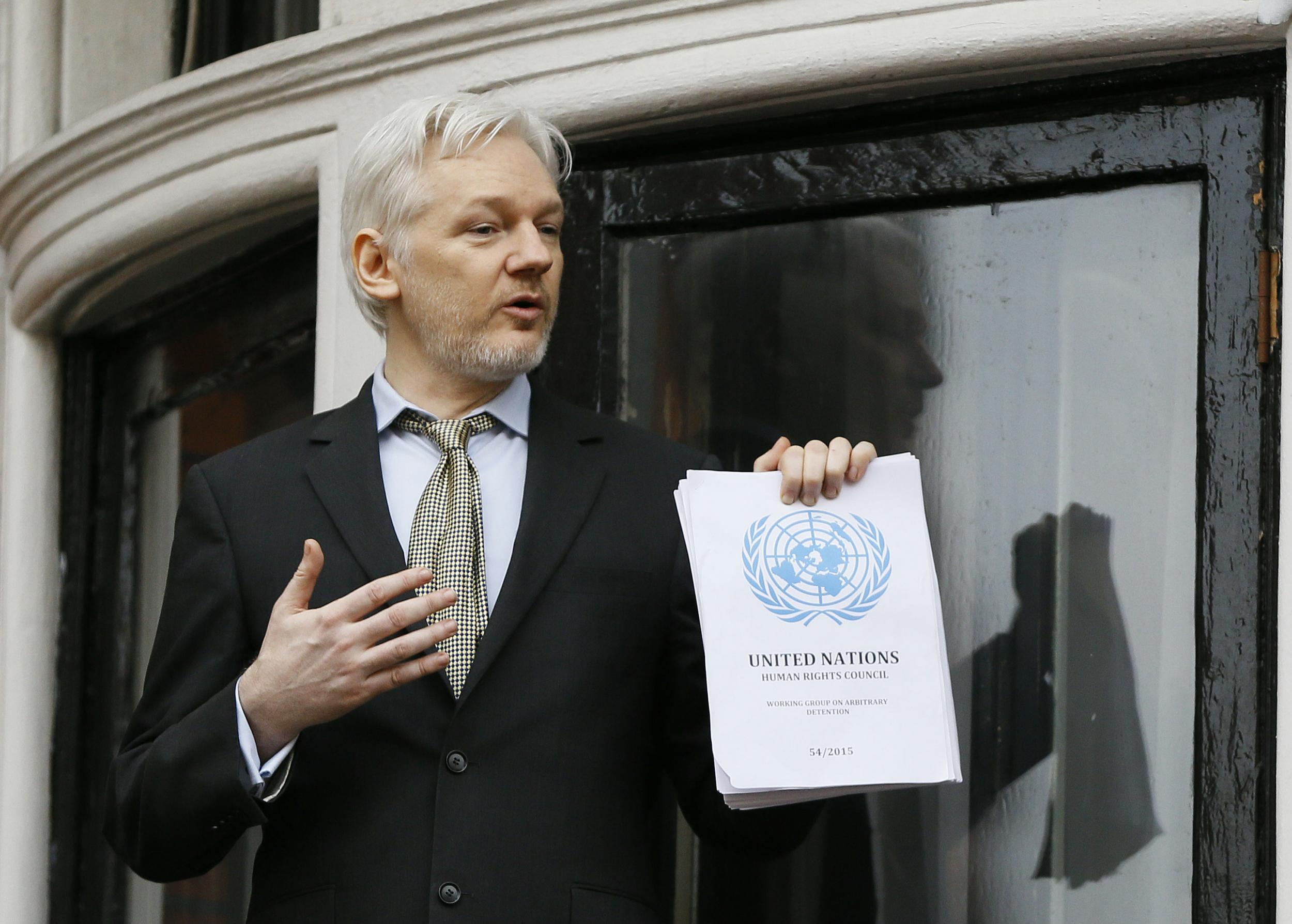 Mr Assange has been living inside the Ecuadorian Embassy since 2012