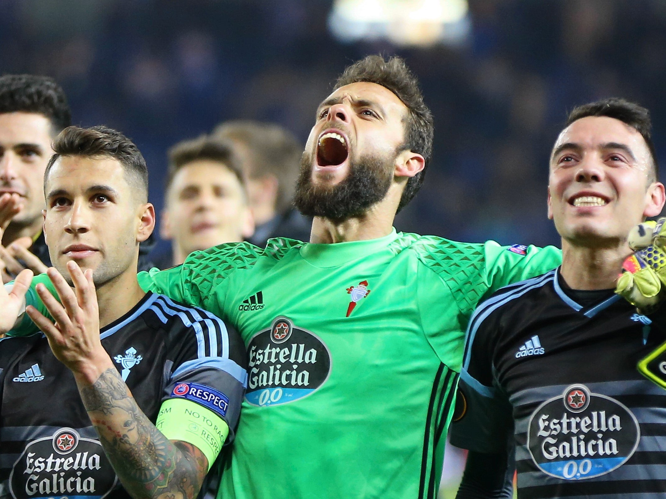 Celta Vigo's celebrate their dramatic win over Genk