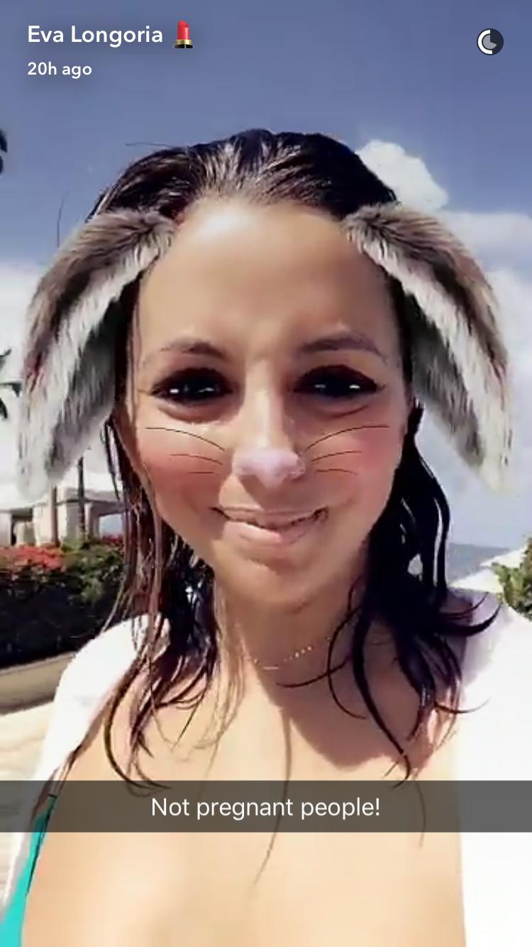 Using a bunny rabbit filter, Longoria stressed she was not pregnant