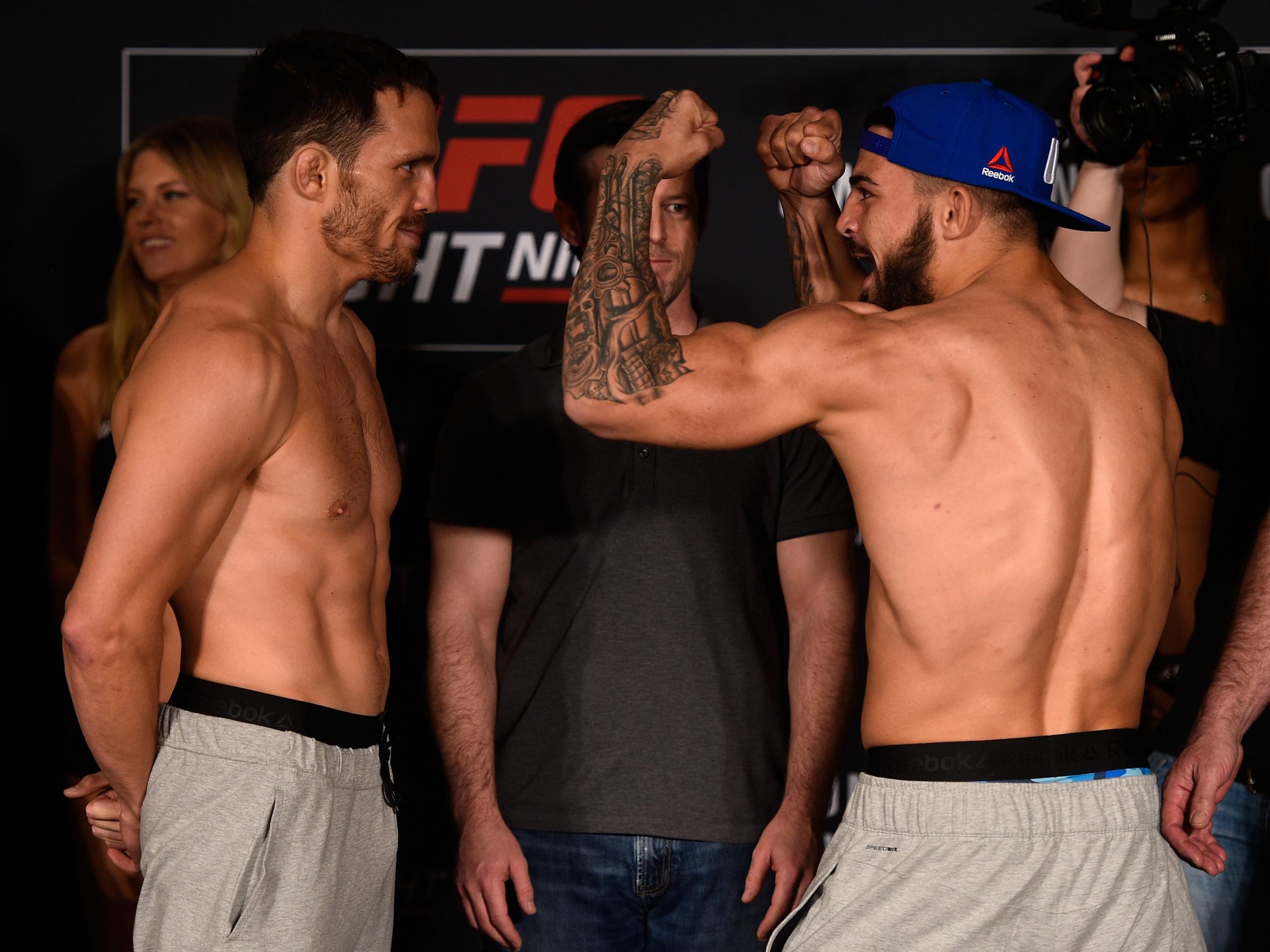 Ellenberger and Perry face off during the UFC Fight Night weigh-in