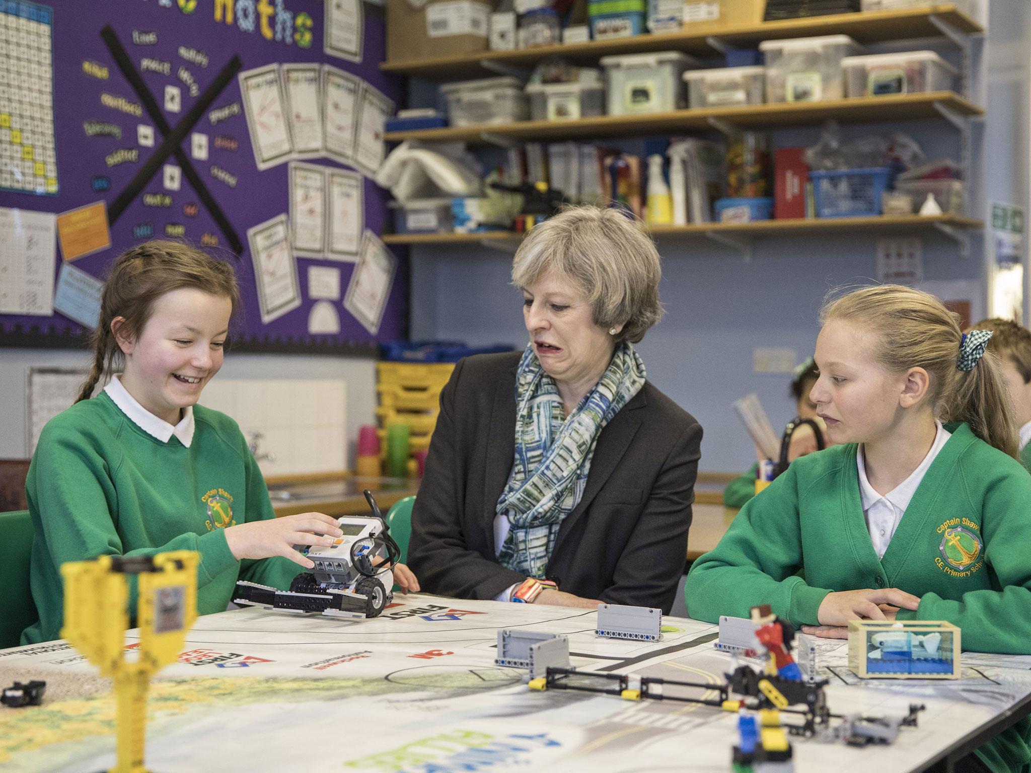 Ms May didn’t go down well when she visited a primary school in Bootle in February