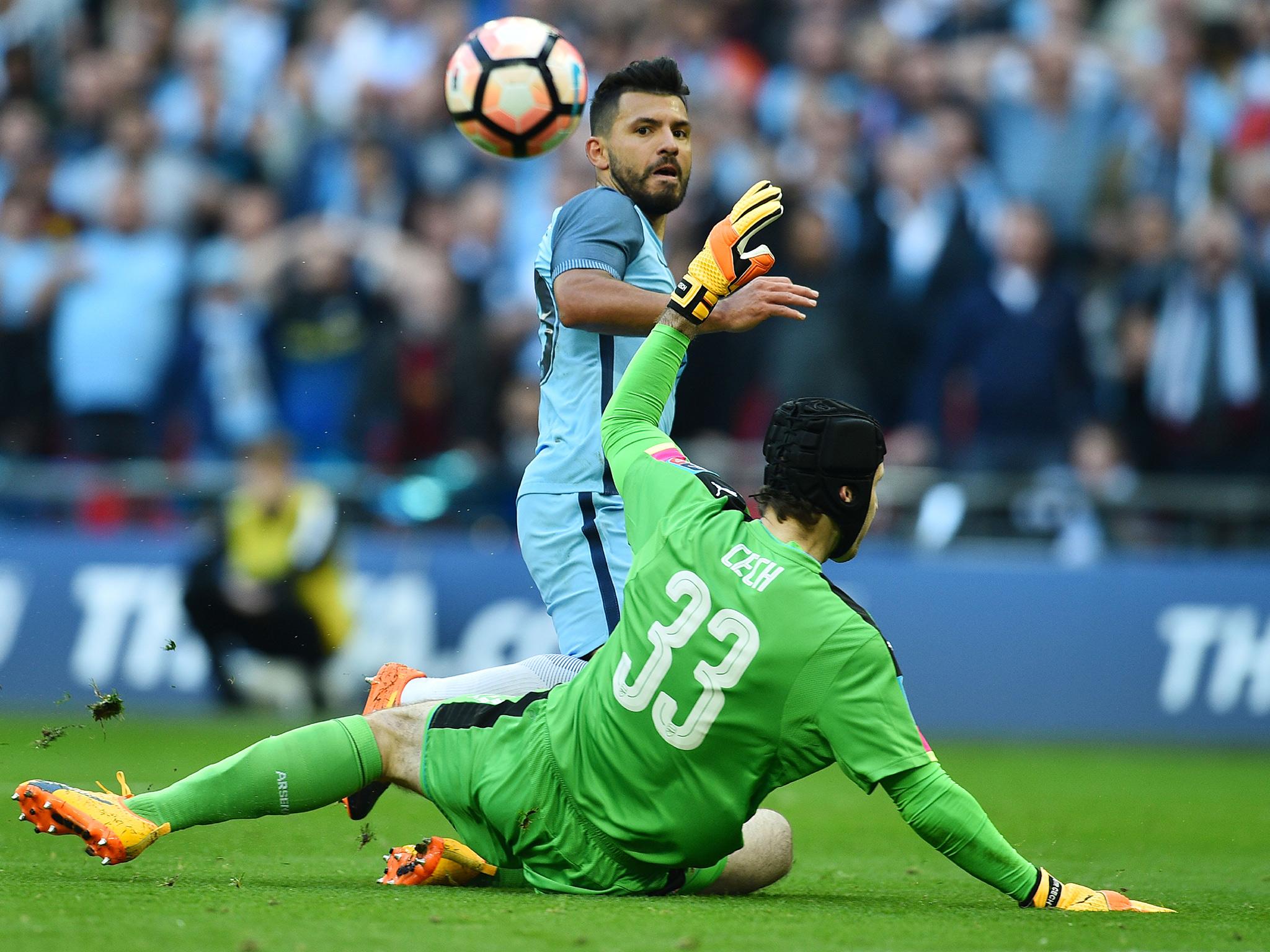 Aguero saw a second goal chalked off after an incorrect decision (Getty)