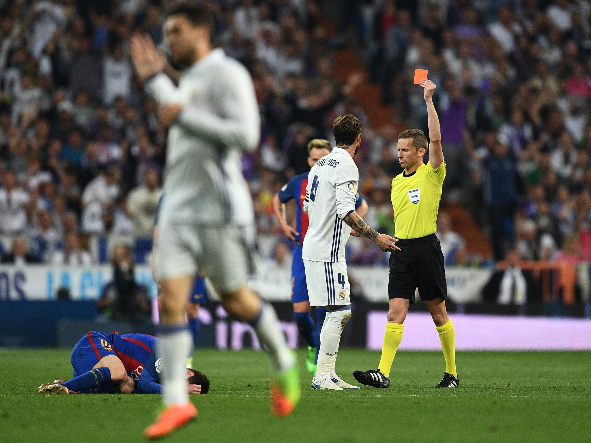 The sending-off was Sergio Ramos' fifth dismissal in el clasico