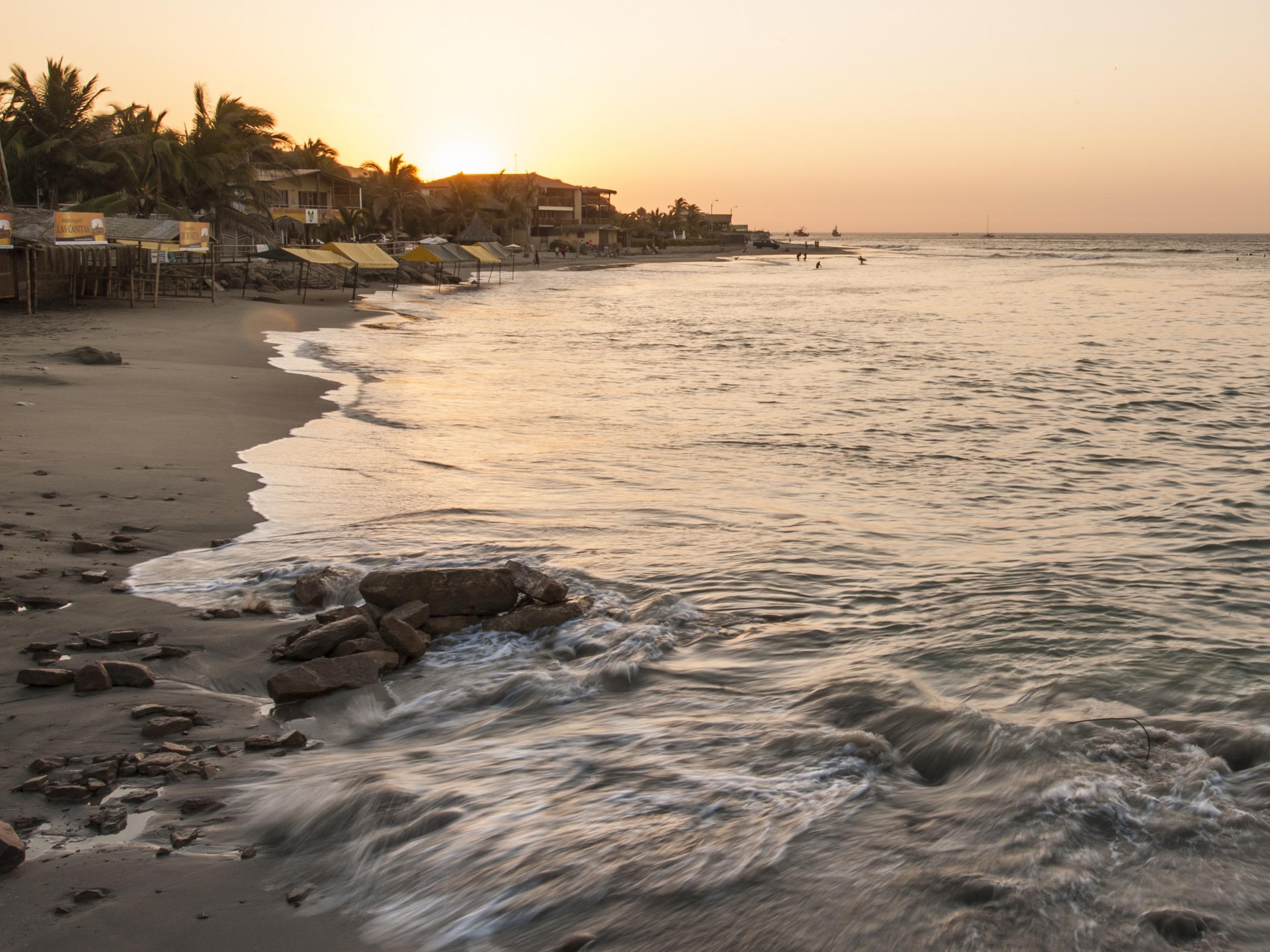 Sunset on the beach in Mancora, Peru