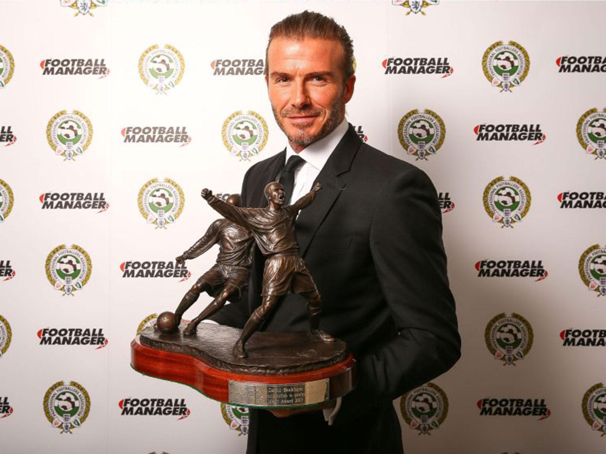 David Beckham received the PFA's merit award for his contribution to club and country