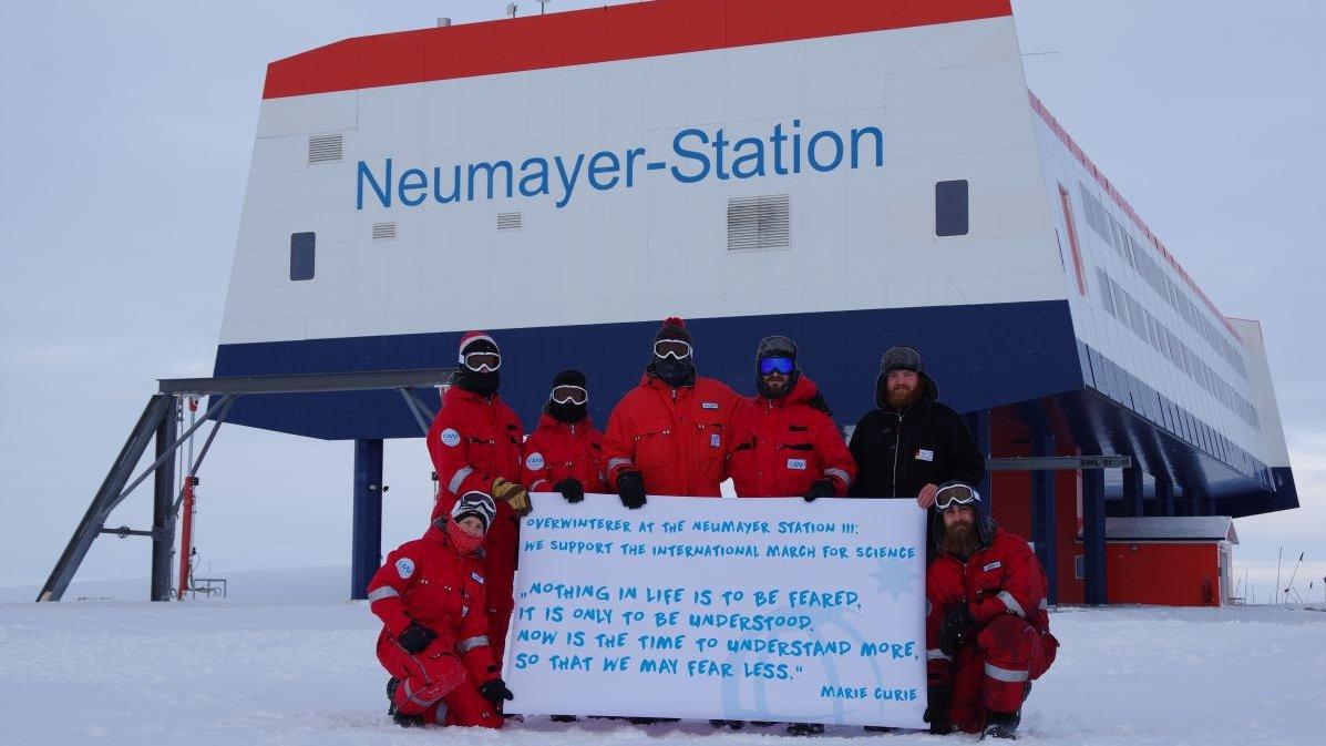 Scientists stood outside in the tundra to lend their support to the huge protests taking place across the globe