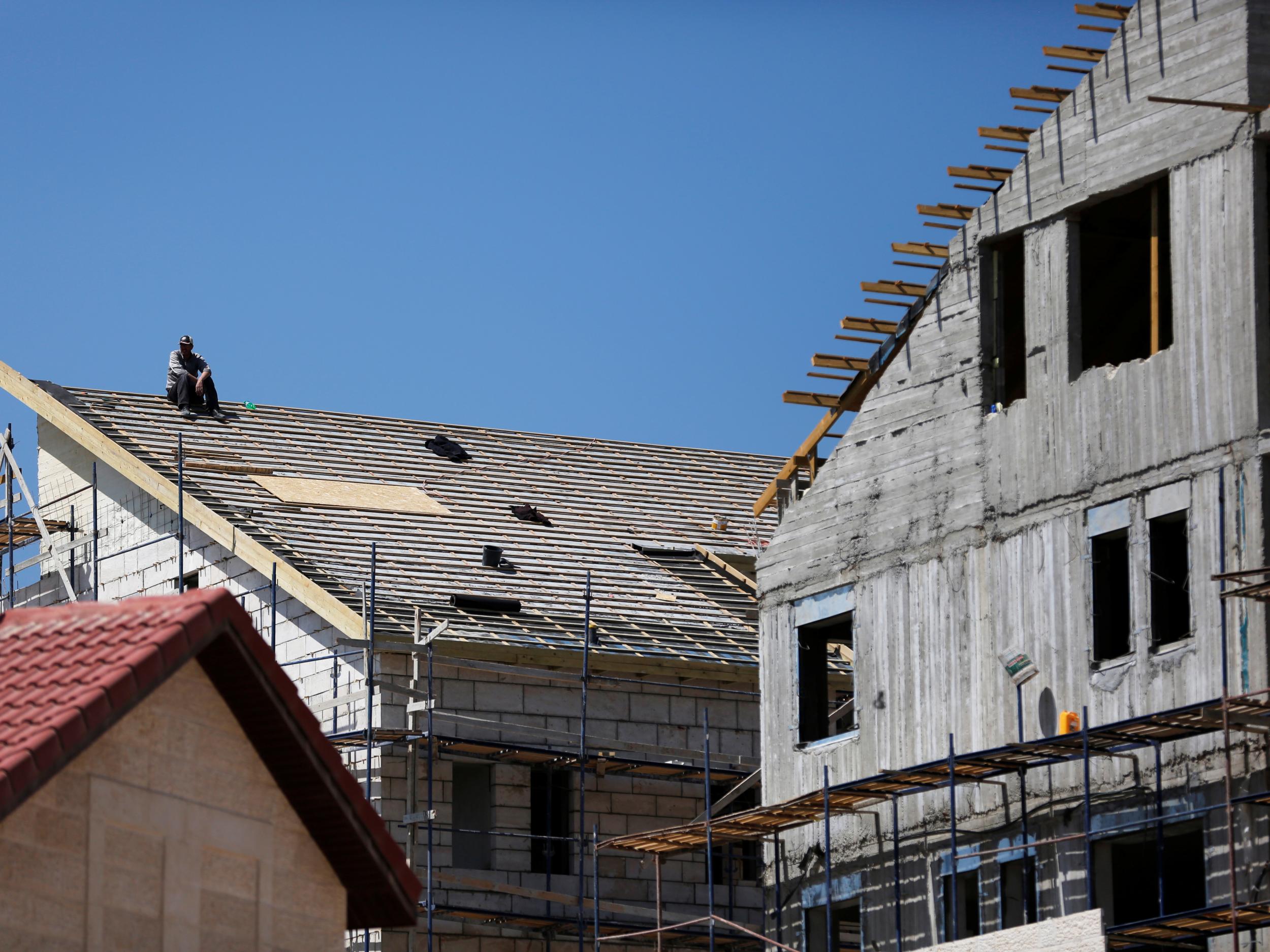 Houses under construction in the Israeli settlement of Efrat in the West Bank