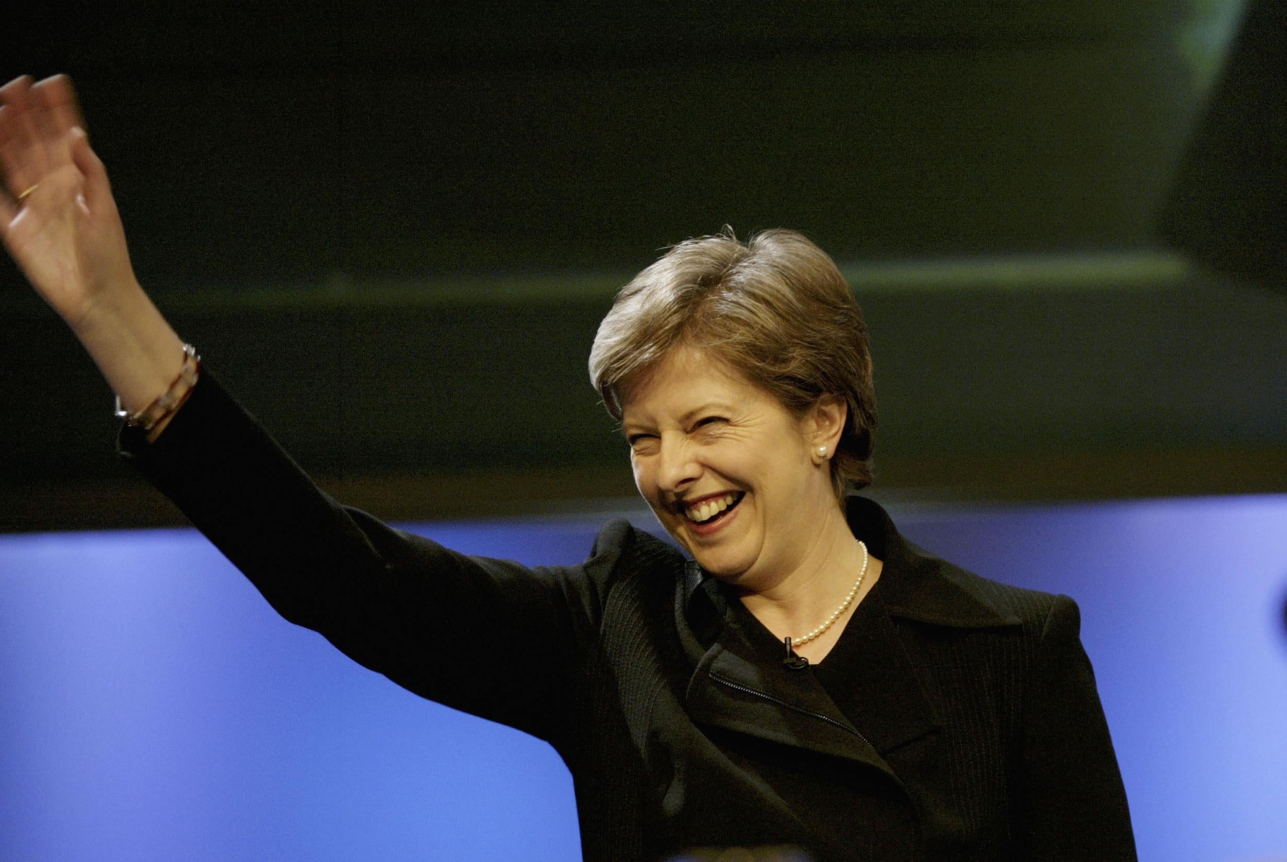 Theresa May pictured in 2003 under Iain Duncan Smith's leadership when the party was far more opposed to equal rights