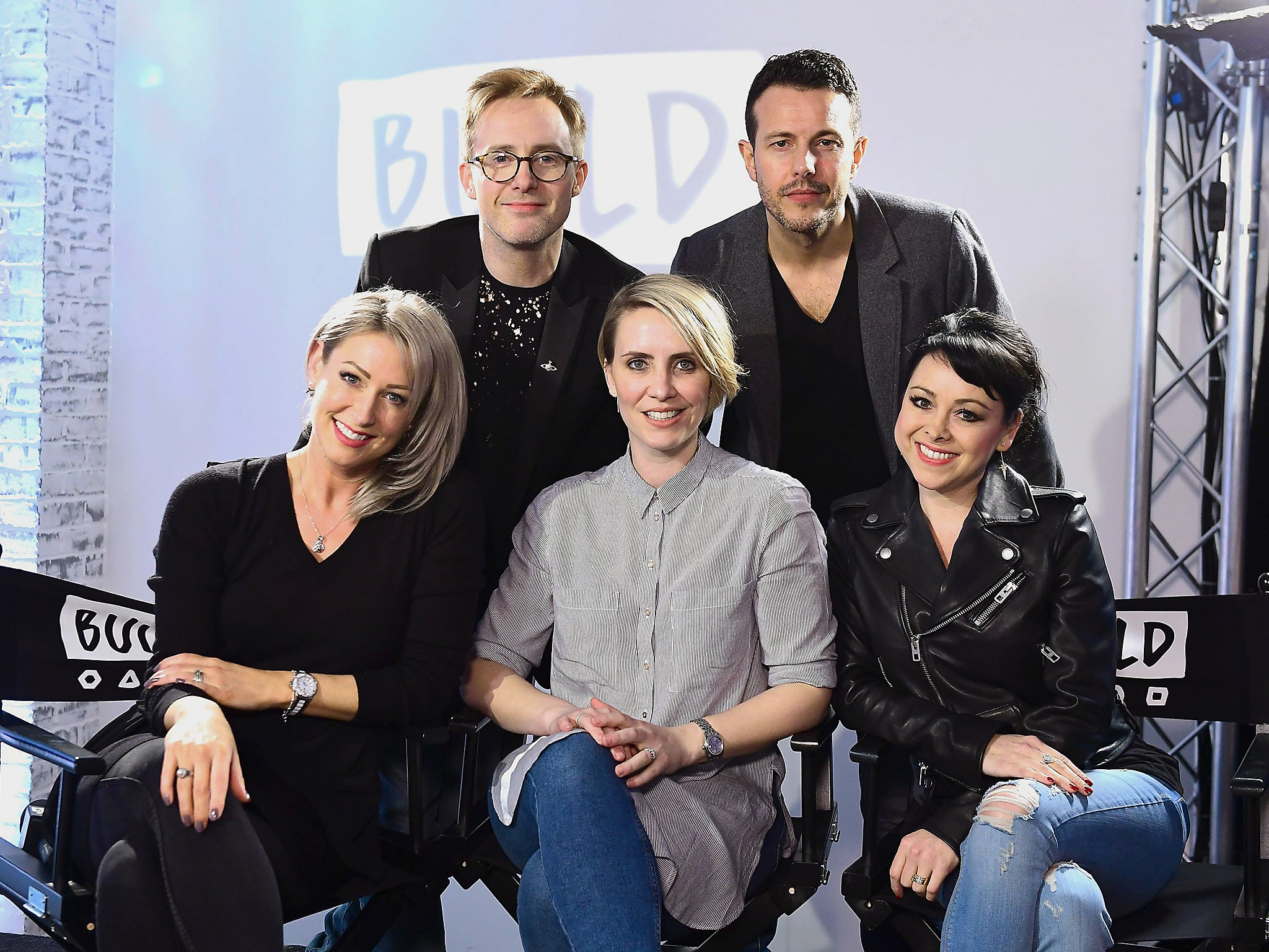 Faye Tozer, Ian 'H' Watkins, Claire Richards, Lee Latchford-Evans and Lisa Scott-Lee of Steps during a BUILD Series LDN event at the Capper Street Studio in Londo