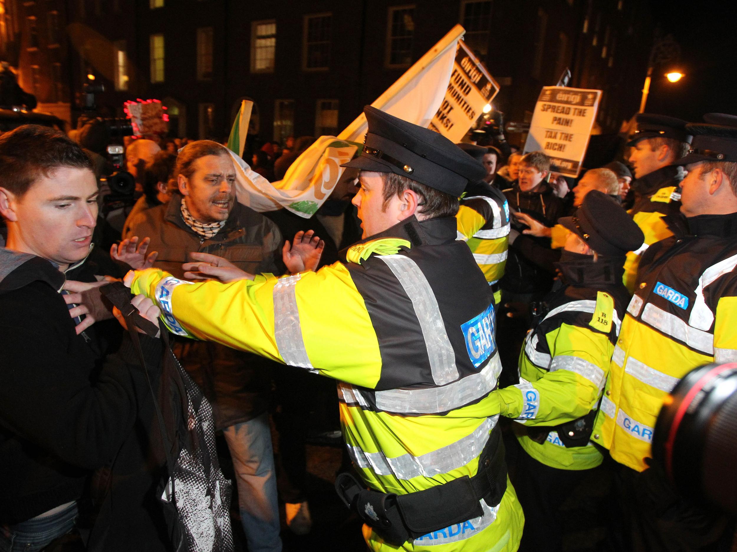 Police in Ireland grapple with young protesters. In a survey, more than half the country's young people said they would join an uprising in the government.