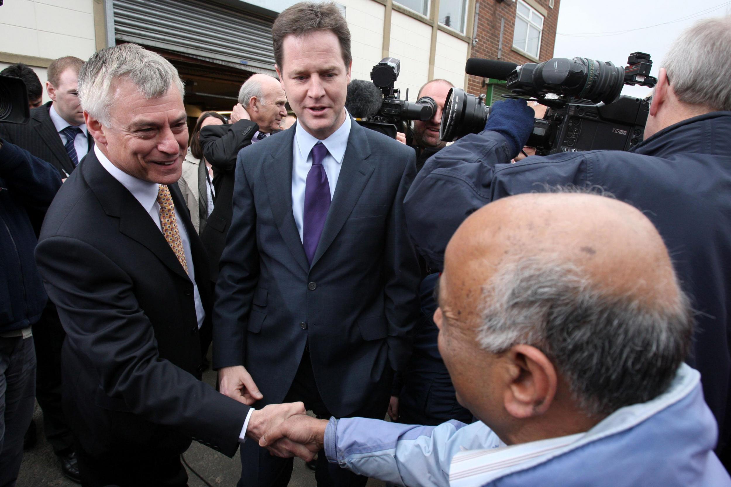 David Ward campaigning in 2010 with former leader Nick Clegg