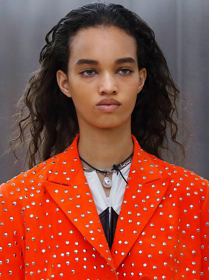 At Celine, a simple leather string was adorned with a single pearl