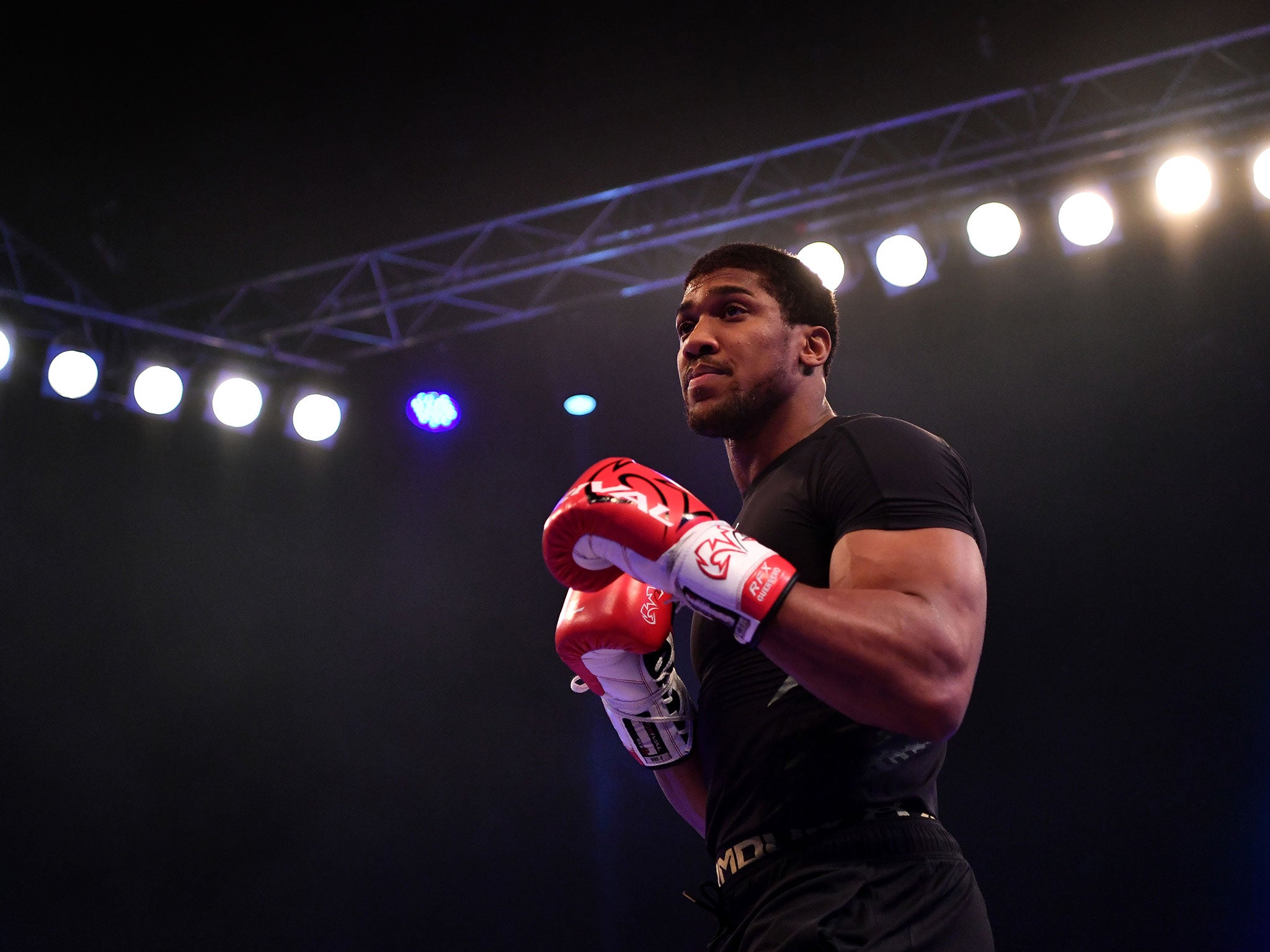 Anthony Joshua during Wednesday's public workout