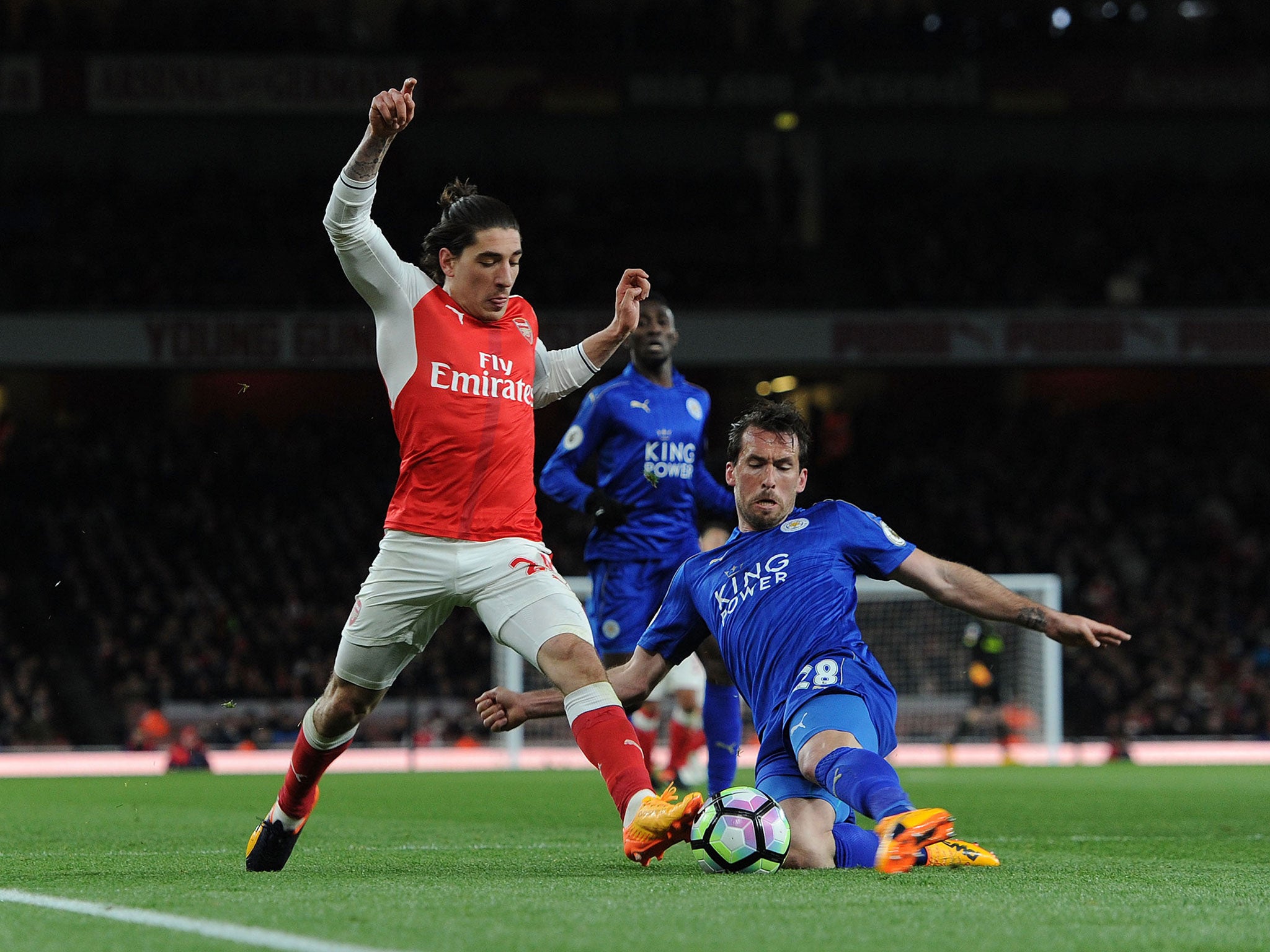 Christian Fuchs puts in a challenge on Bellerin