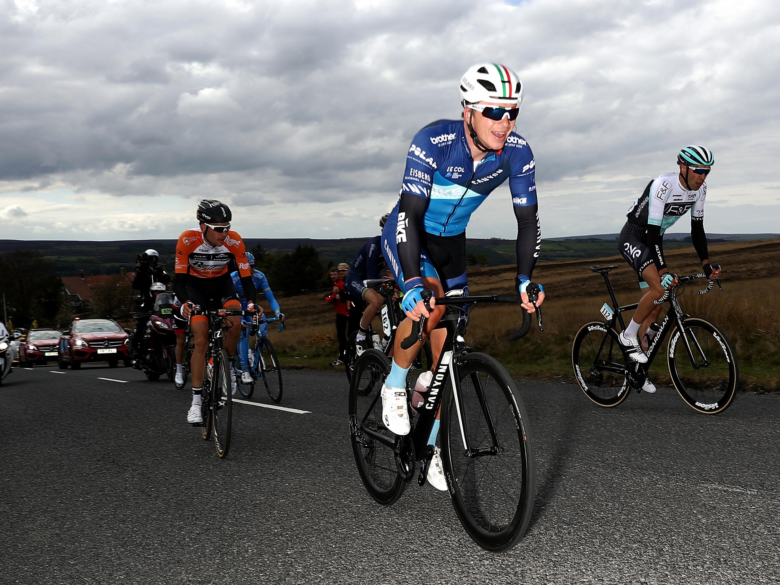 James Lowsley Williams of Great Britain rides in the breakaway group