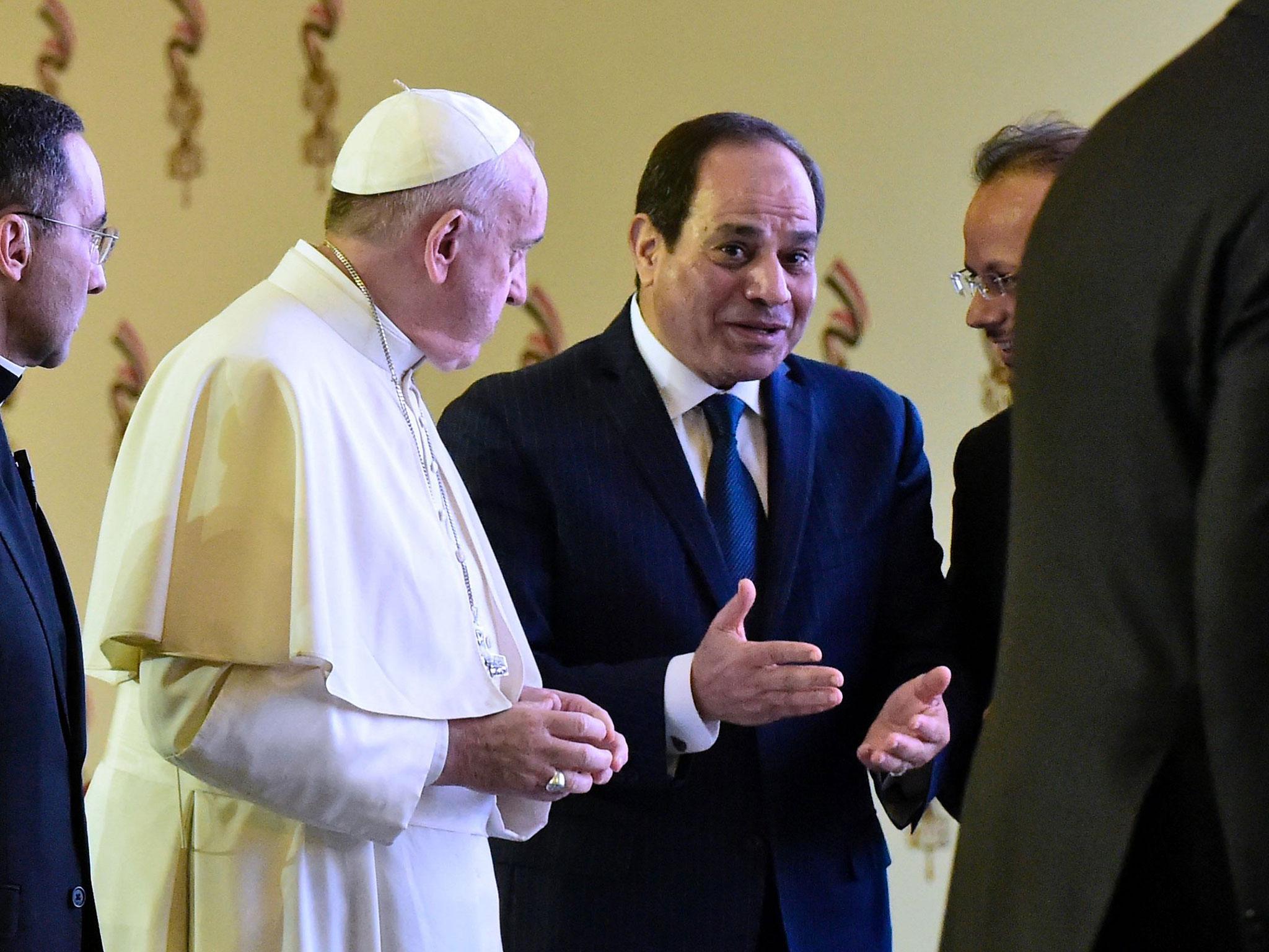 The Pope met with President Sisi in Cairo this afternoon on a visit to promote 'unity and fraternity'