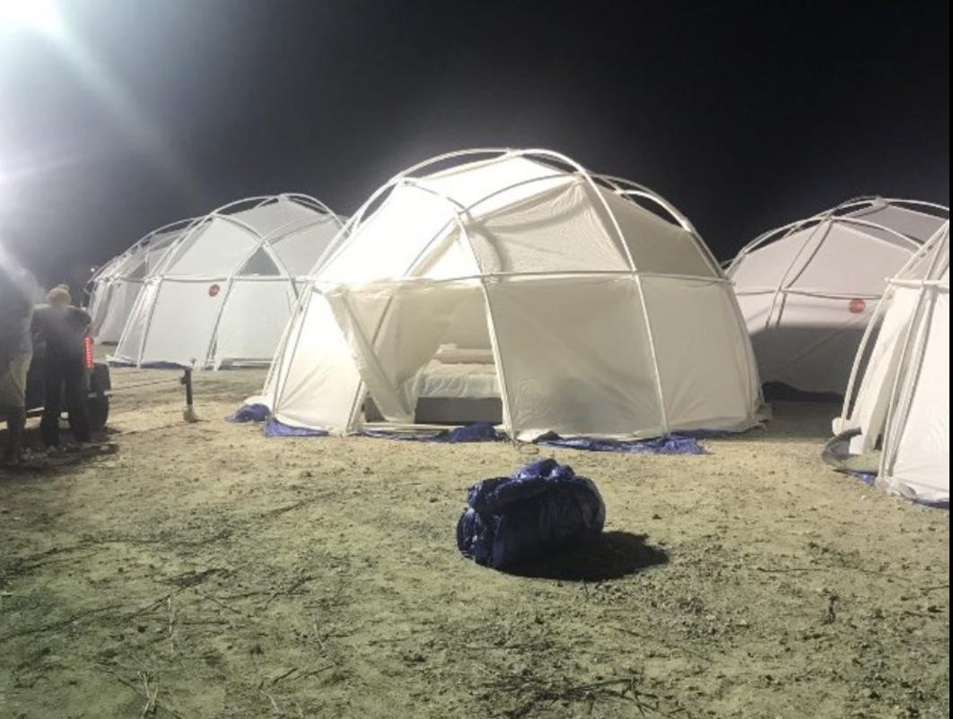 Guests at the original Fyre Festival were greeted by disaster relief tents and sodden mattresses