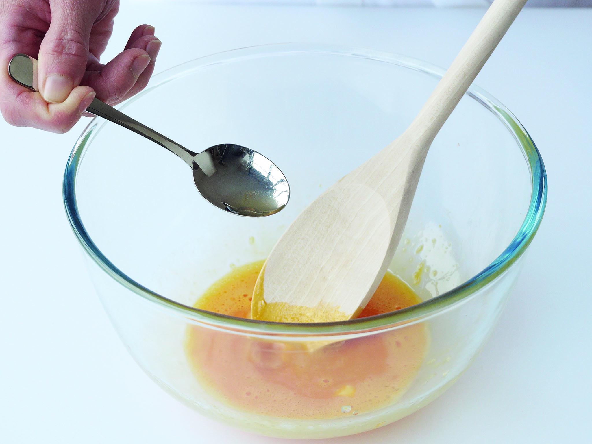 2. Adding ½ - 1 tsp reduction to the creamed butter and egg yolks