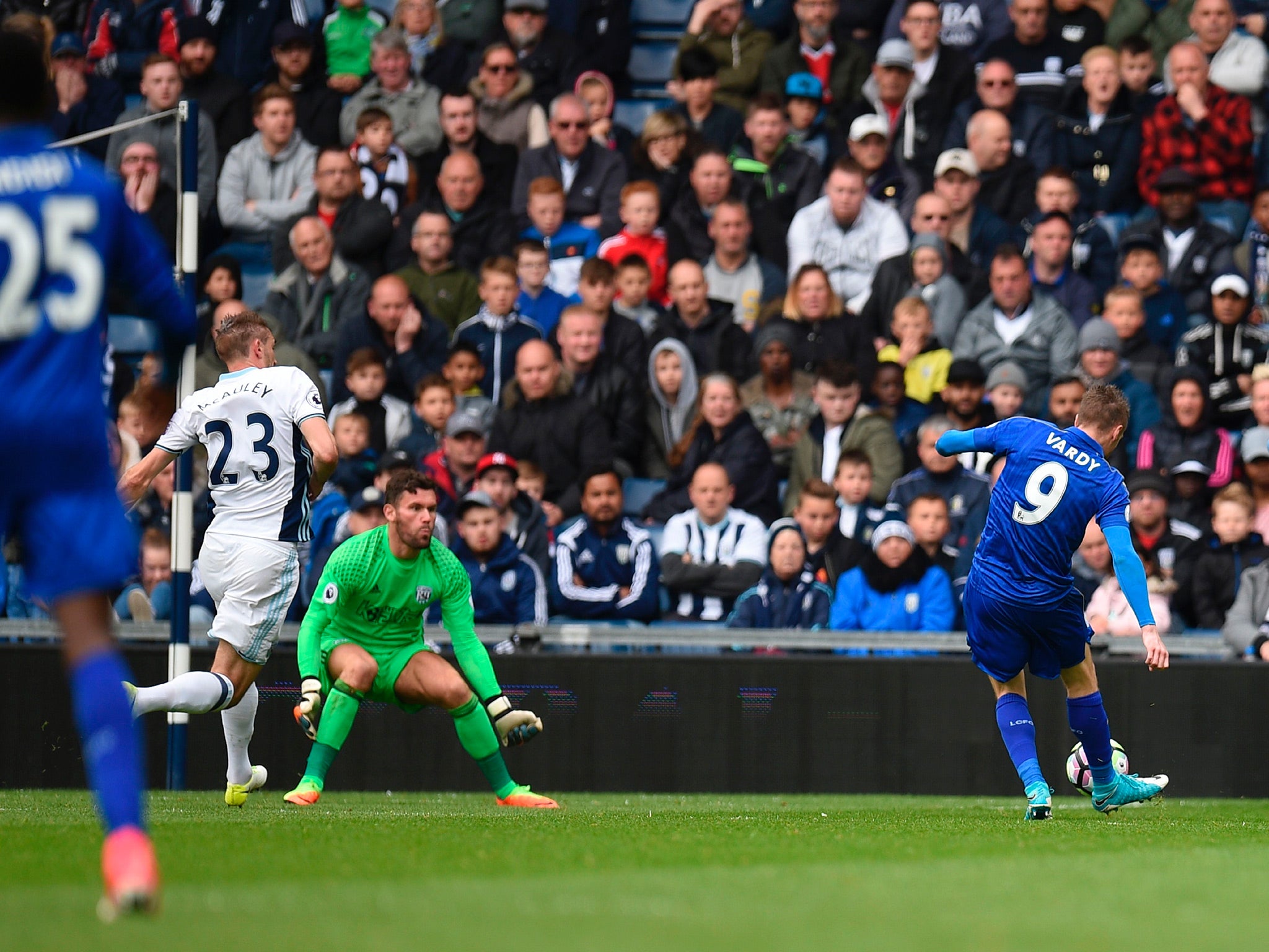 Vardy applied a cool finish past Foster