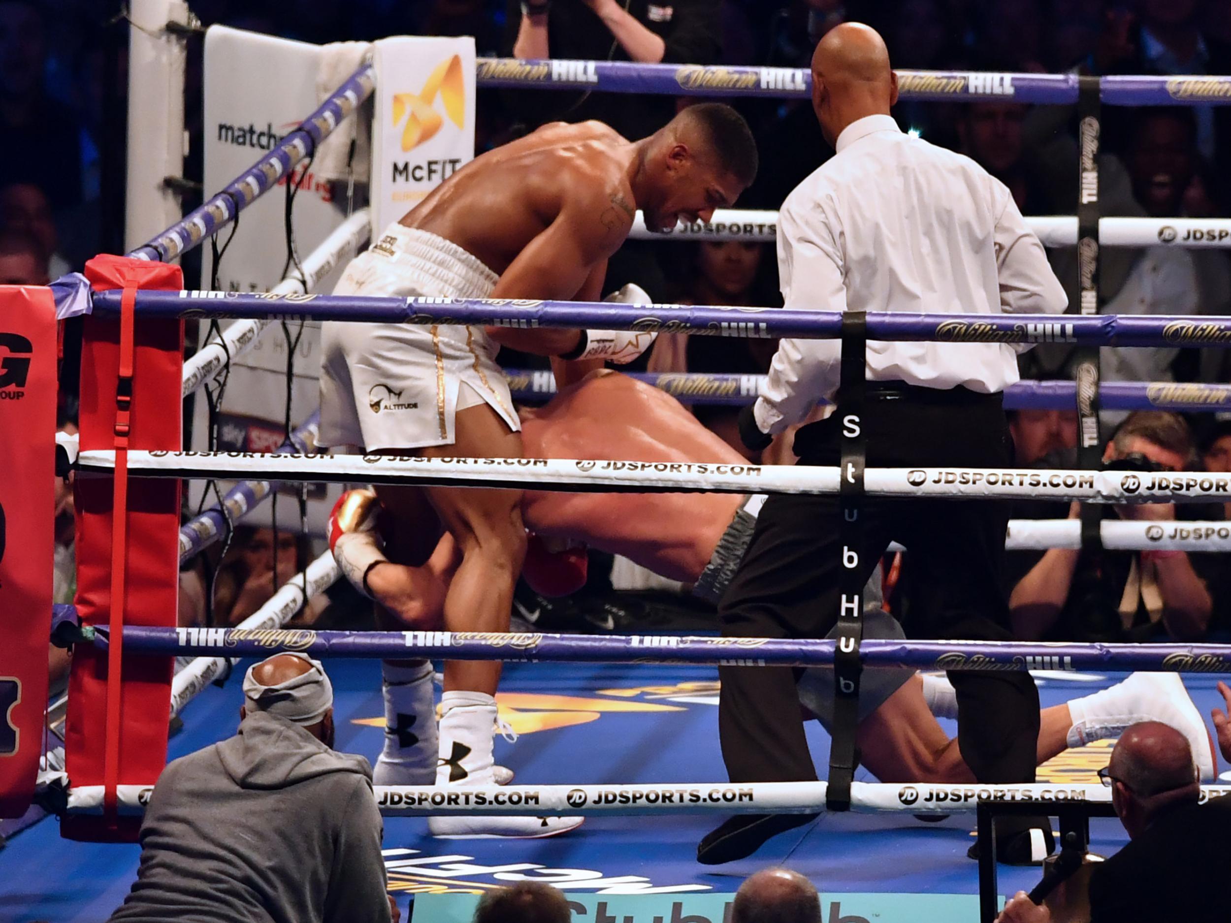 Joshua sent Klitschko down in the fifth