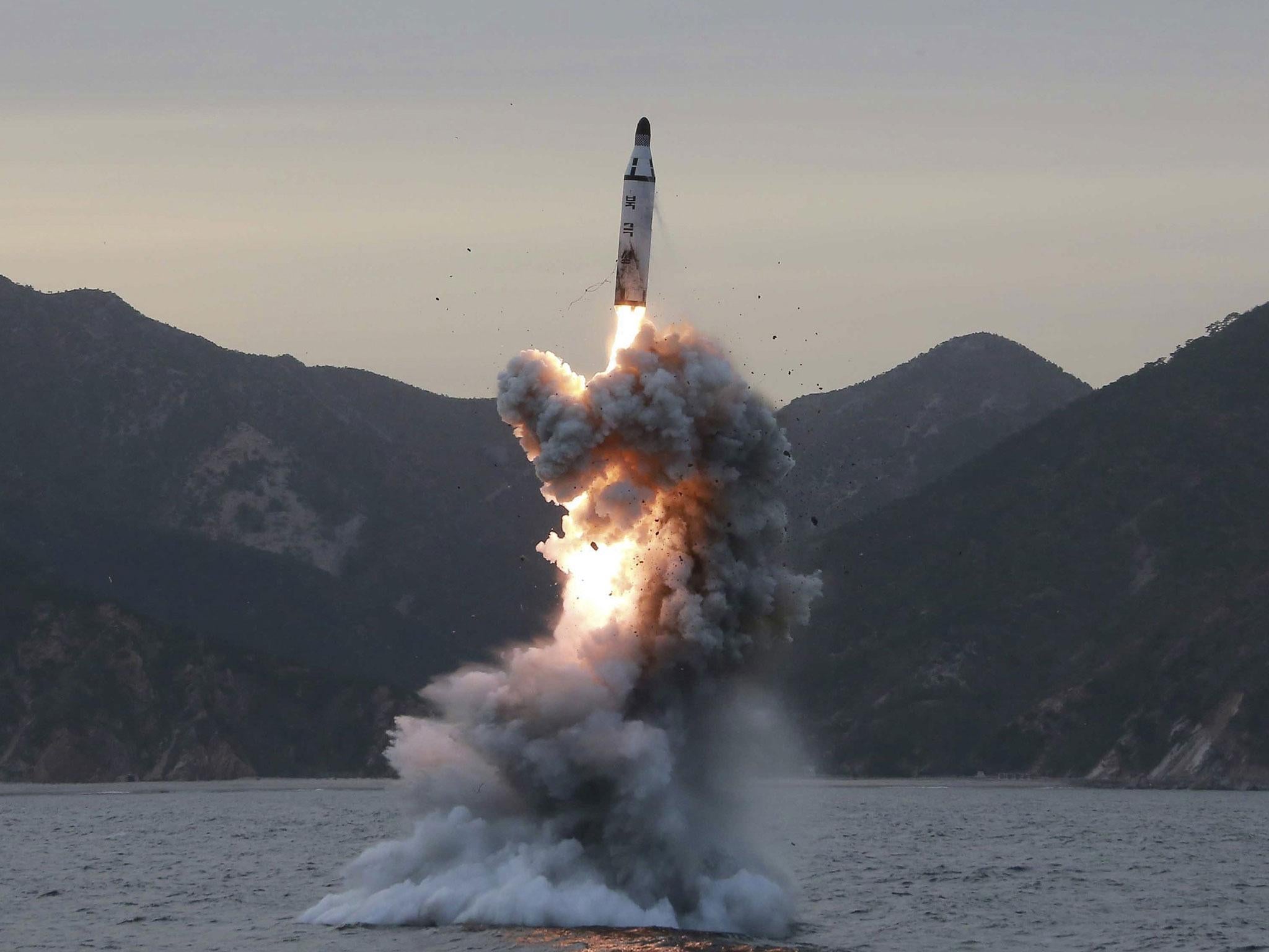 North Korea test-fires an underwater strategic submarine ballistic missile (file image)