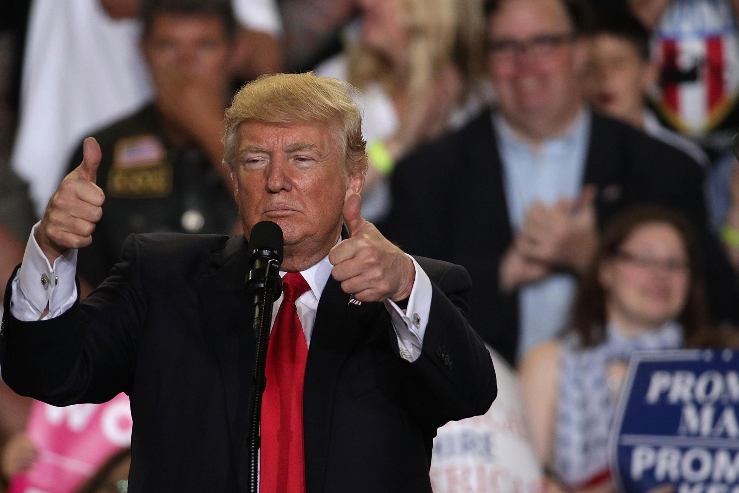 Photo: US President Donald Trump speaks to supporters during a "Make America Great Again Rally" in Pennsylvania/