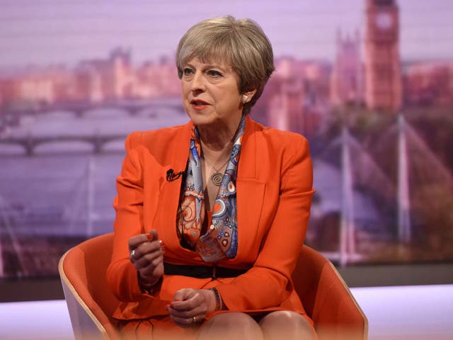 Britain's Prime Minister Theresa May speaks on the BBC's Marr Show in London