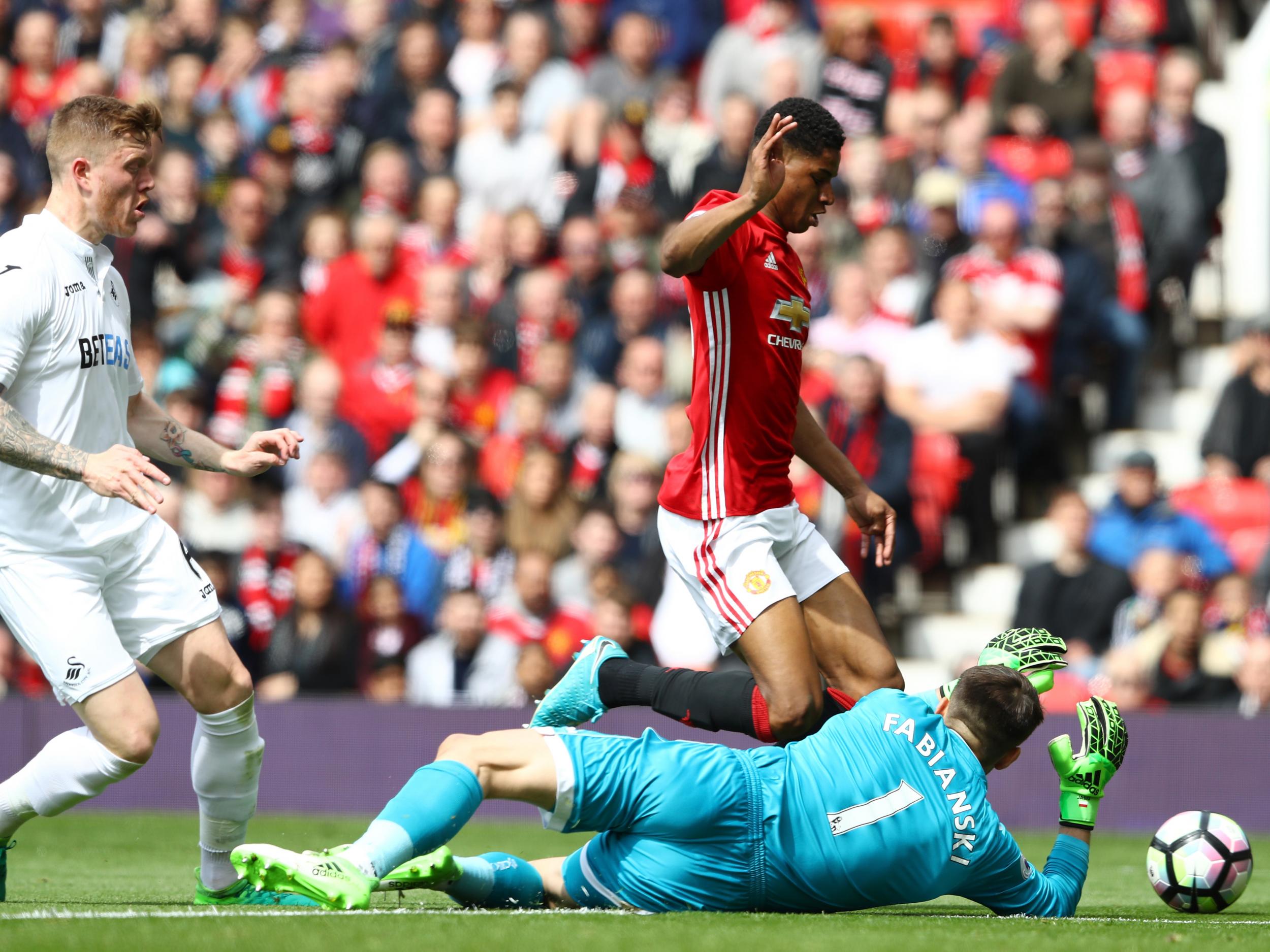 &#13;
Rashford has been criticised for going down so easily &#13;