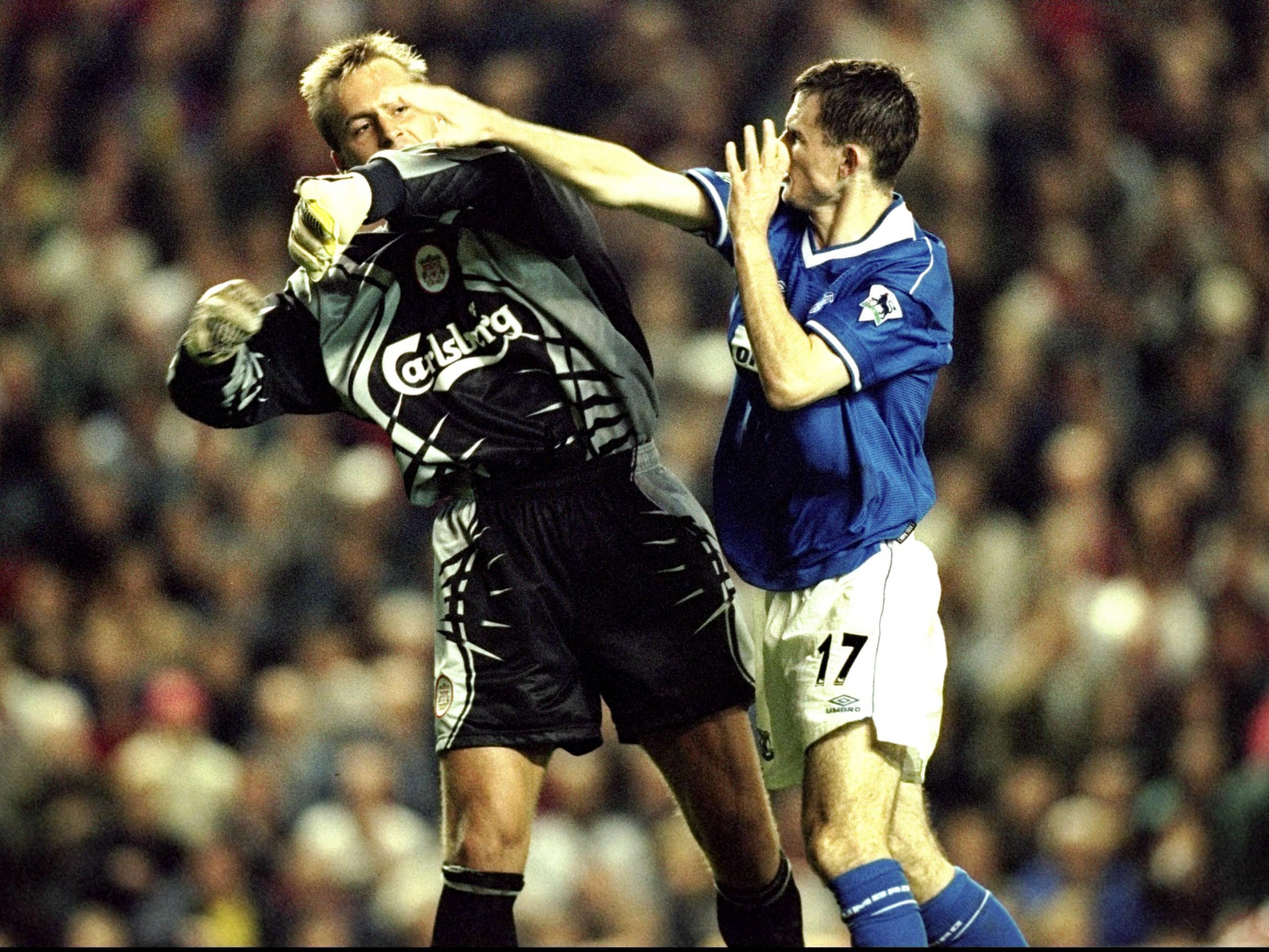 Francis Jeffers clashed with another Liverpool player, goalkeeper Sander Westerveld