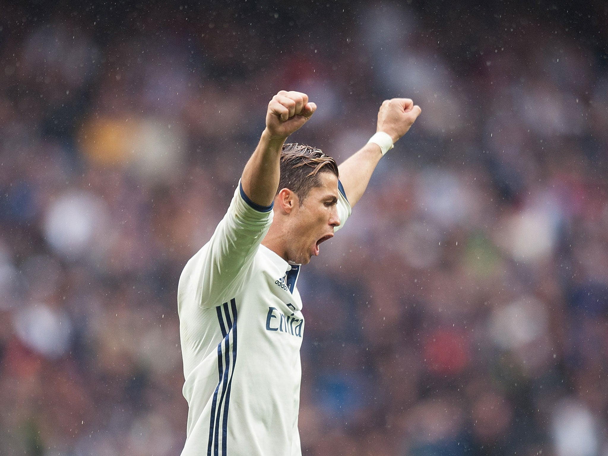 Ronaldo celebrates scoring against Valencia at the weekend