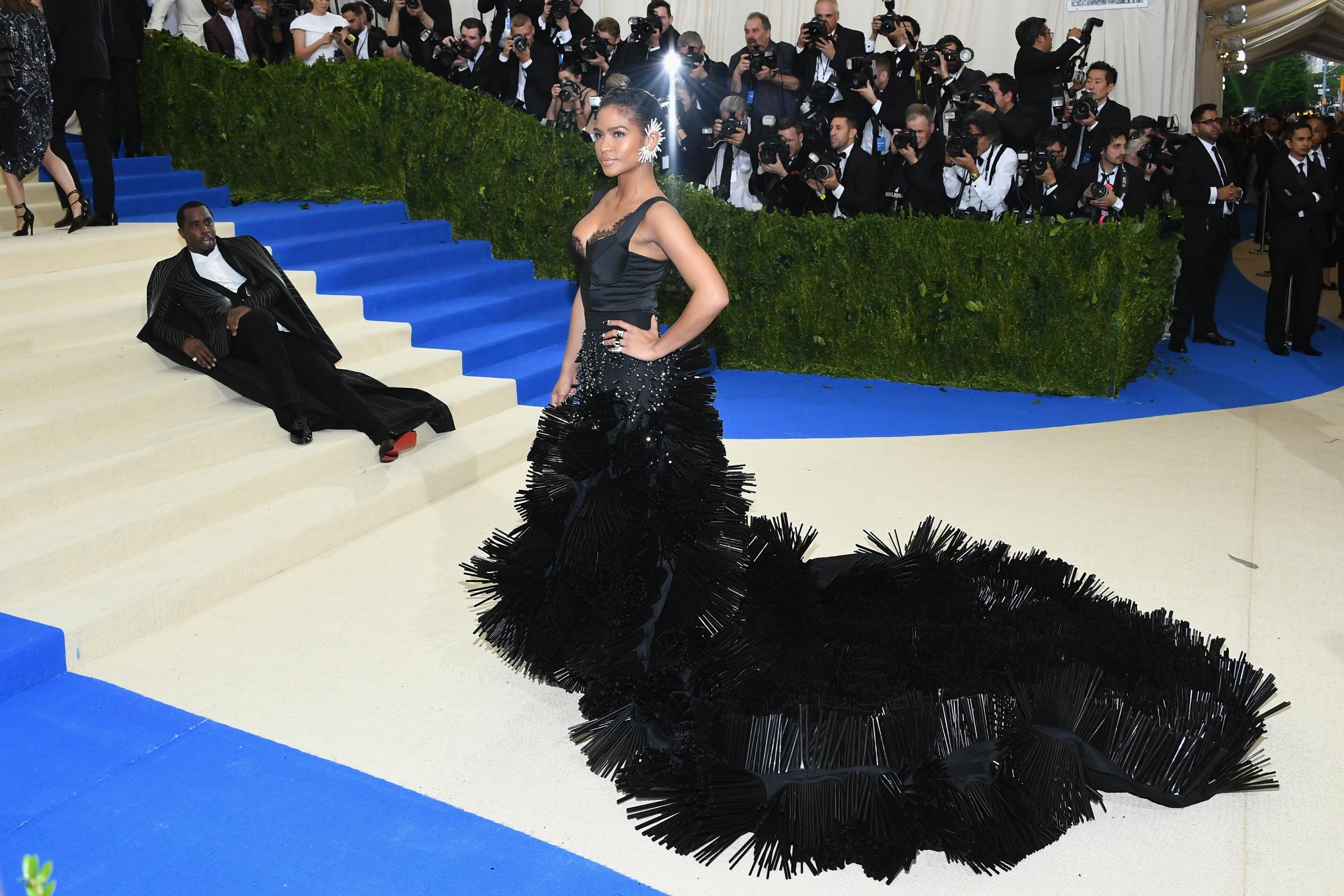 Cassie, pictured attending the Met Gala with the singer during their relationship, filed a suit alleging rape, abuse and sex trafficking; the singer settled the suit the next day for an undisclosed sum