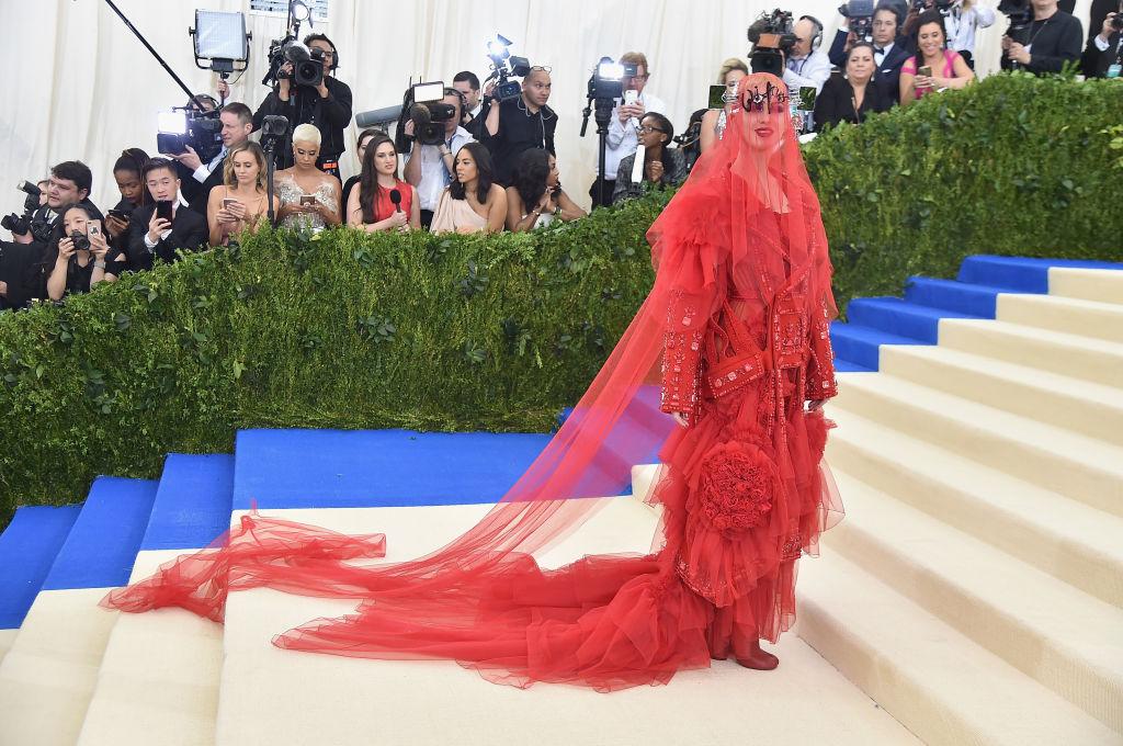 Katy Perry attends the Met Gala in New York wearing a dress by John Galliano for Maison Margiela